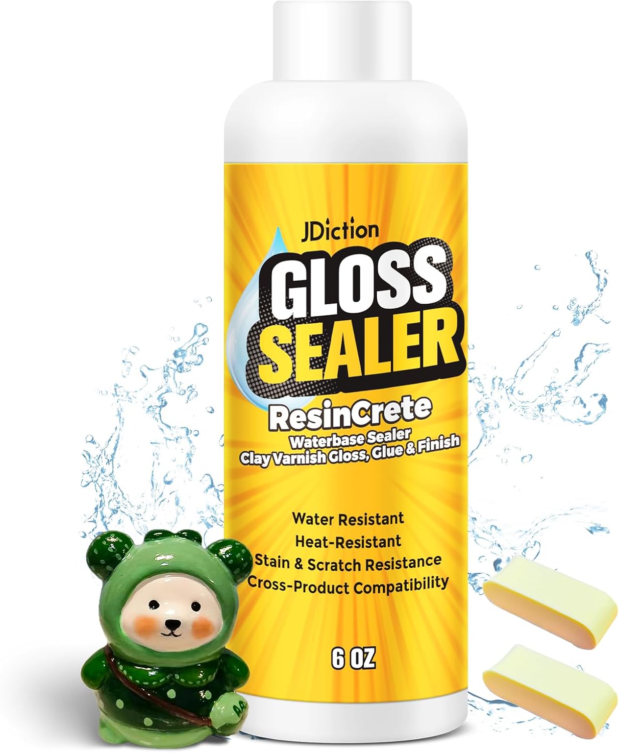 JDiction Air Dry Clay Glaze, Clay Varnish for Pottery Glaze, ResinCrete Sealer, Varnish for Pottery&Acrylic Paint, Waterproof & Stain & Resistant, Glaze for Air Dry Clay Pottery (6OZ-Gloss)