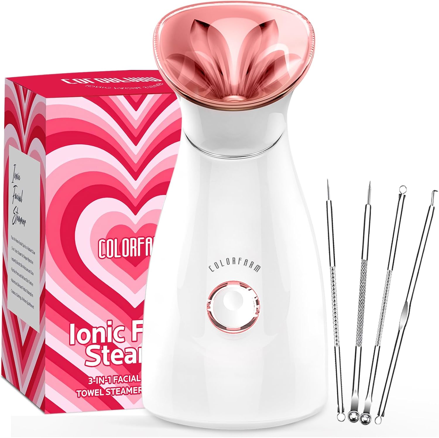 Colorfarm Facial Steamer with Nano Ionic Steam for Deep Cleaning Home Spa