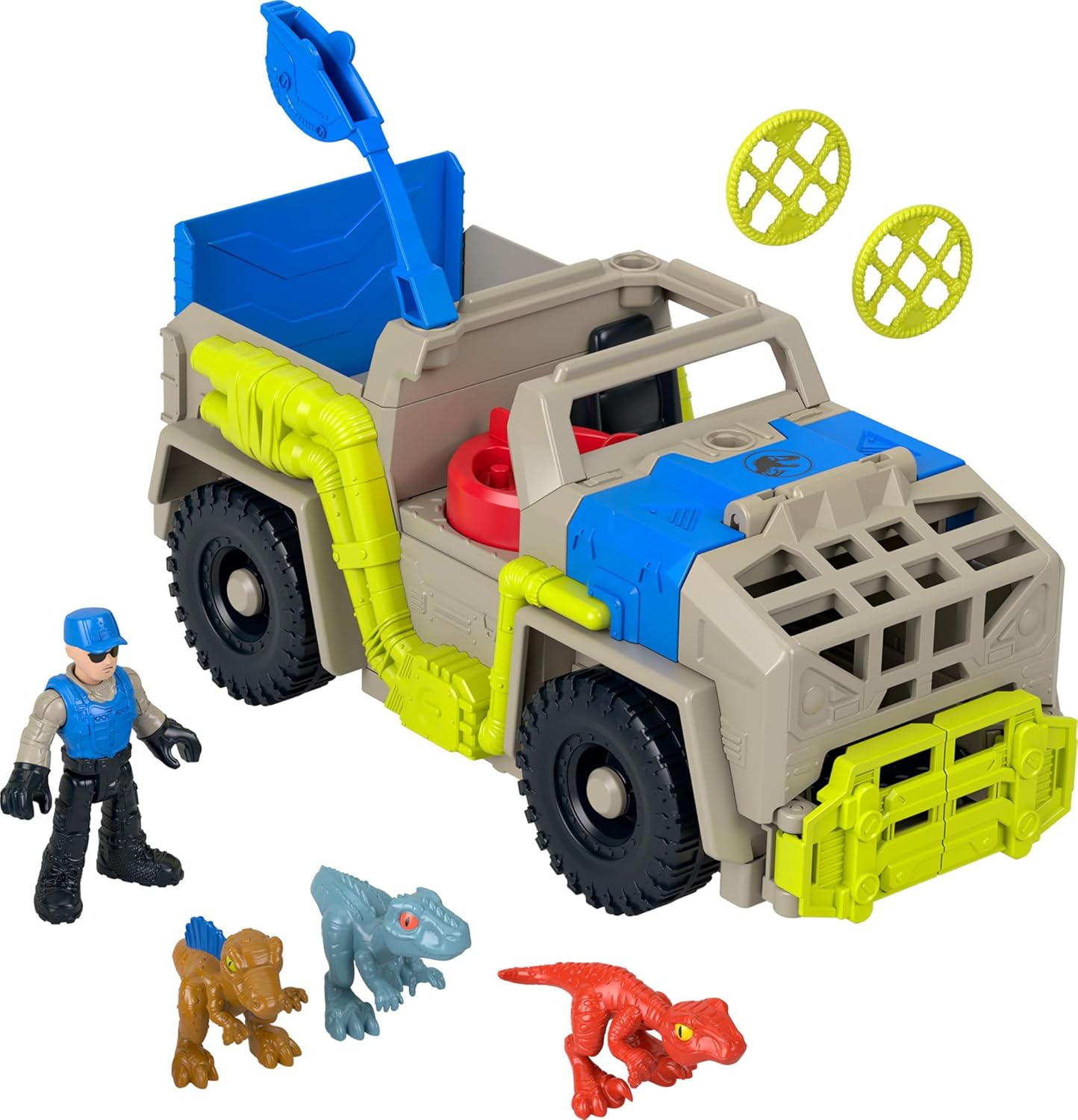 Fisher-Price Imaginext Jurassic World Dinosaur Toys Track & Transport Dino Truck Vehicle & Figure Set for Preschool Kids Ages 3+ years, HRK69