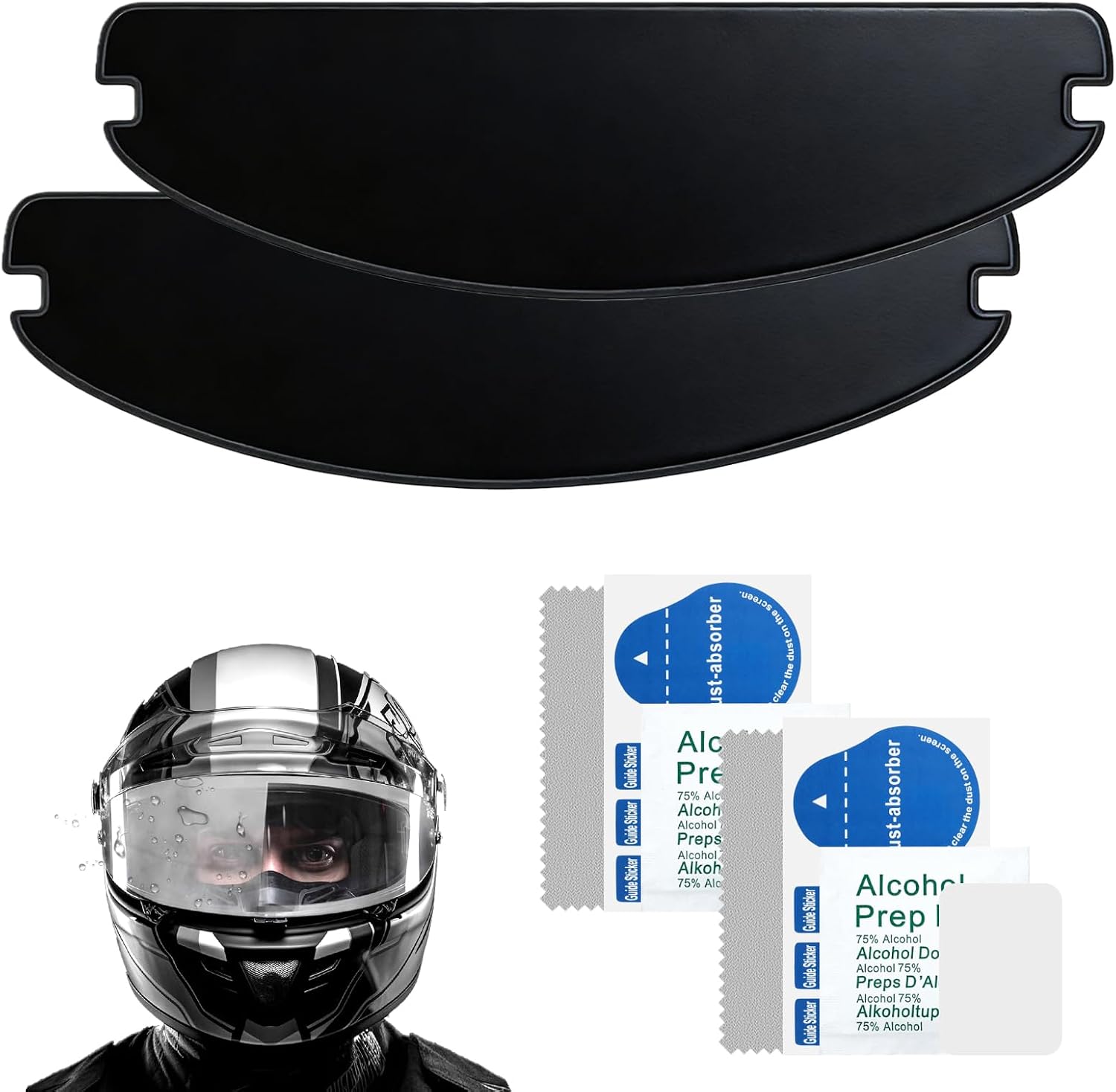Anti-Fog Film for Motorcycle Helmet, Pinlock Visor Insert, Anti Fog for Helmet Visor, Motorcycle Helmet Anti Fog for All Non Pinned Open Face and Full Visors Helmet (27.2cm X 8.7cm)