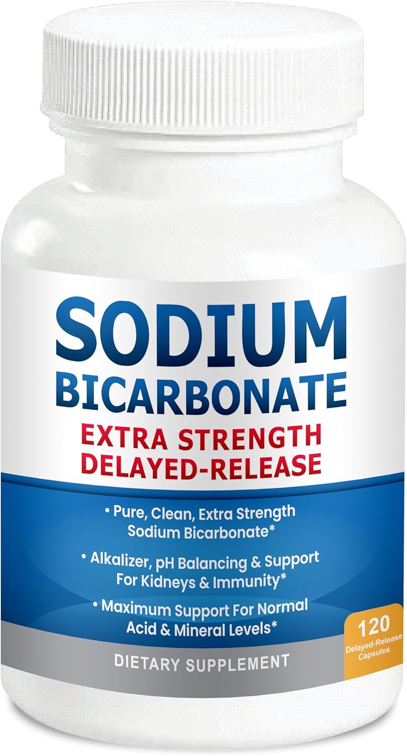 Sodium Bicarbonate Capsules Extra Strength 1300mg Organic Use Sodium Bicarbonate Tablets. Pure Bicarbonate of Soda Strongest Pill of Bicarbonato De Sodio para Tomar Available 120 Sodium Tablets