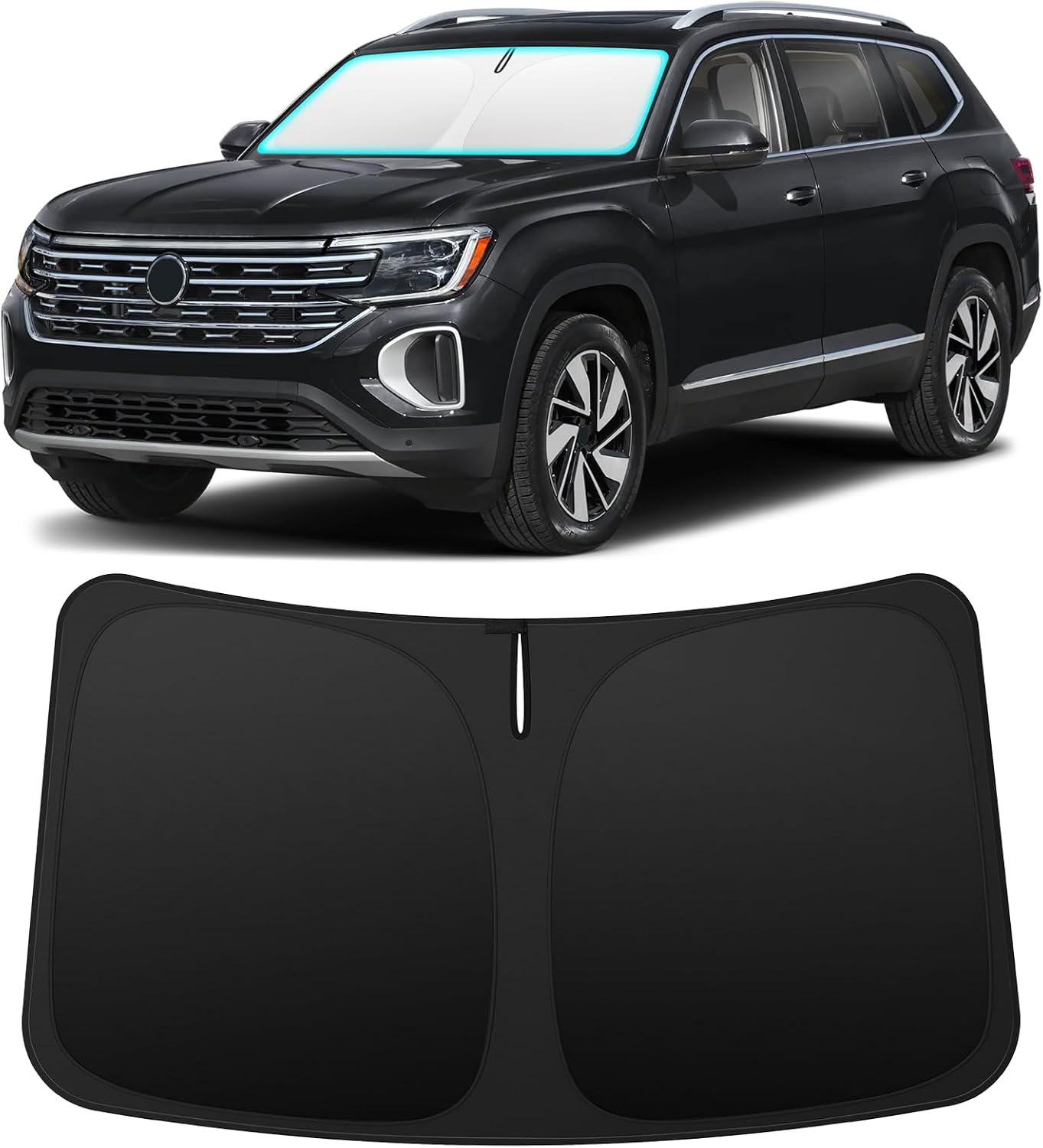 INSAUTO Foldable Windshield Sun Shade for Volkswagen Atlas VW Atlas Cross Sport 2018-2025, Heat & UV Protection Car Sunshade with Storage Bag, Keep Interior Cool & Easy Installation