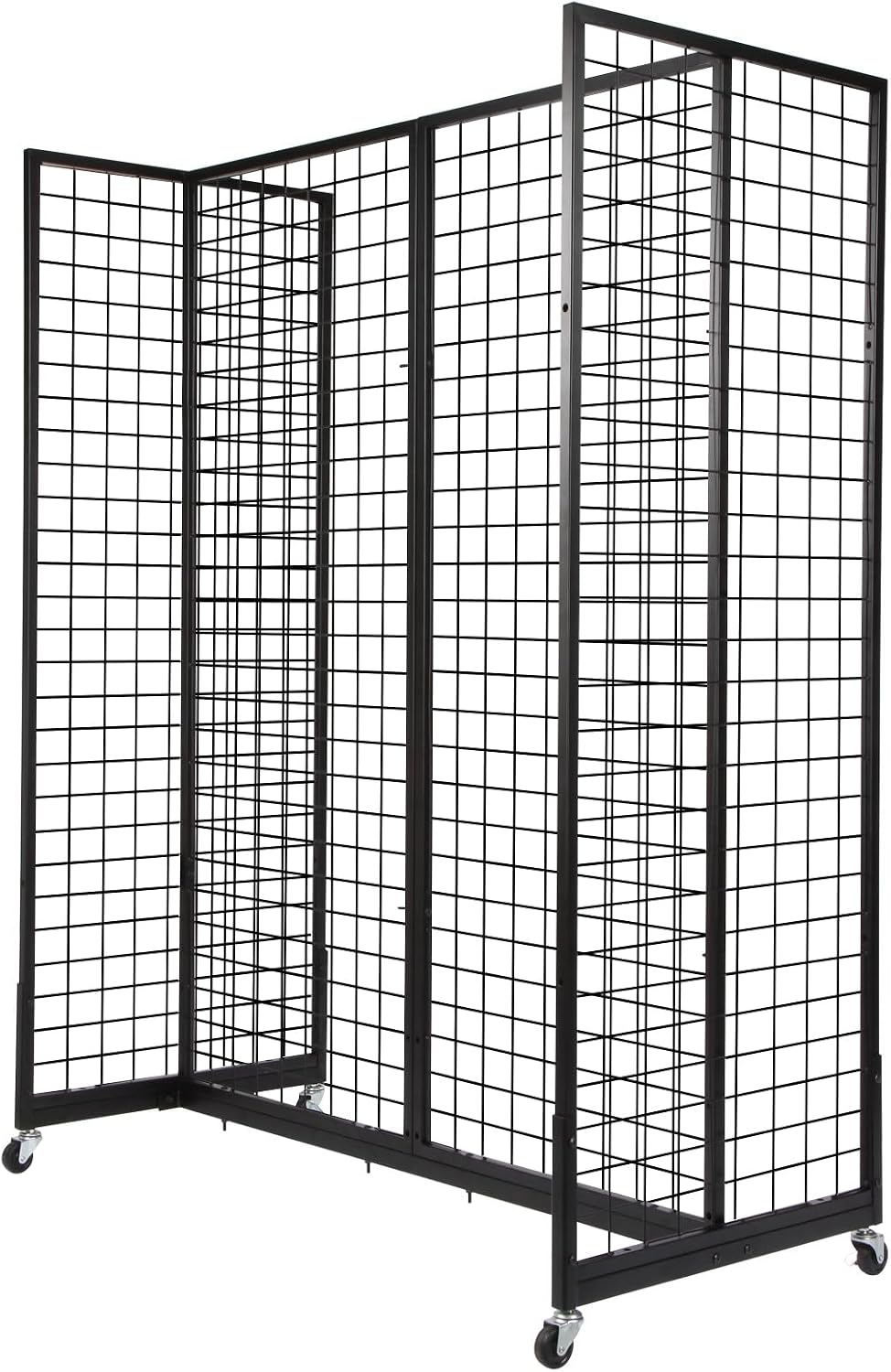 NectaCol Grid Gondola Unit, 4pcs 2'x 5' Grid wall Panels with Sturdy Frames, Gridwall Display Stand with Wheels, Craft Show Gridwall Display Rack, Art Display - Black