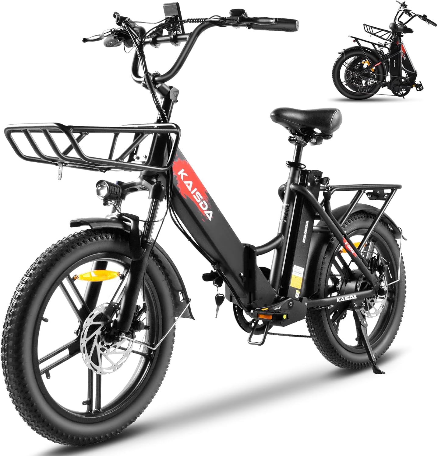 KAISDA Electric Bike for Adults 20" E Bike with LCD Display,Removable 36V 20.8AH Lithium Battery 80-100KM Max Range,7 Speed City E Bike