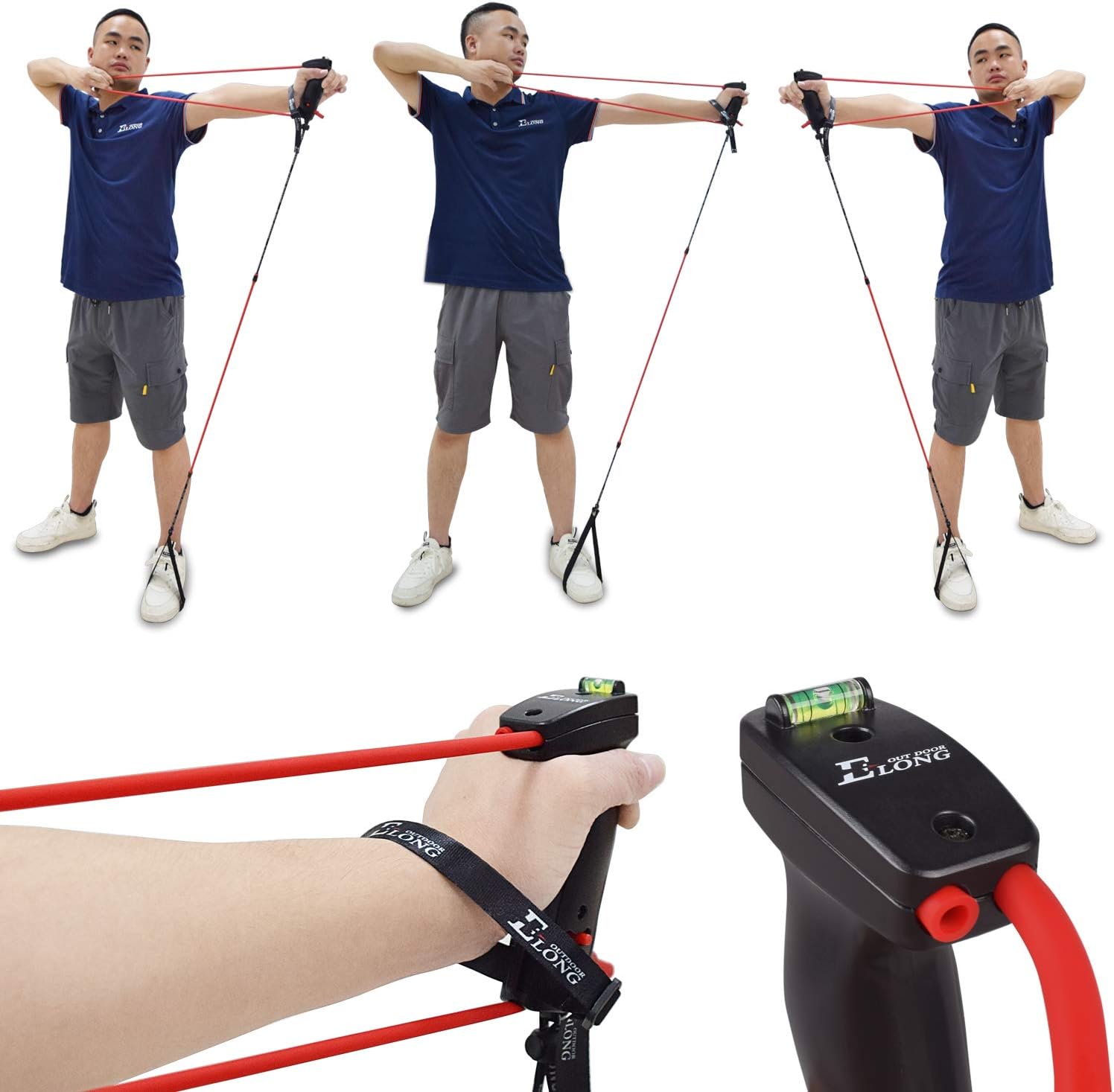 Archery Bow Trainer Draw Training Aid Device Strength Stretch Band Exerciser for Recurve Bow Compound Shooting Youth Adults Beginner Portable Bow Riser Handle