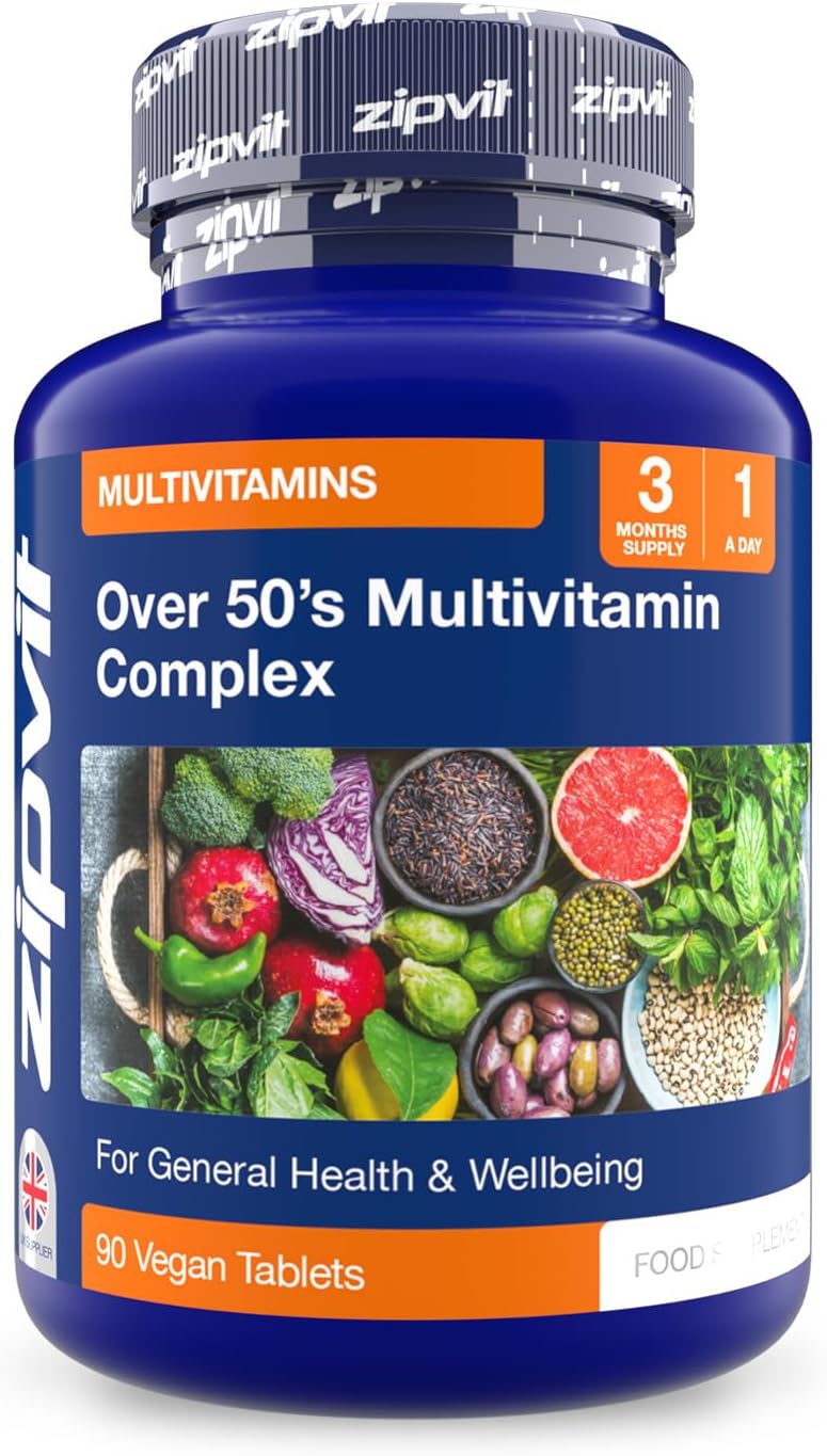 Zipvit Multivitamin Advanced 50 Plus Active Formula for Women & Men - 90 Vegan Tablets. Supports Bone Health and Your Immune System. UK Supplier. 3 Months Supply