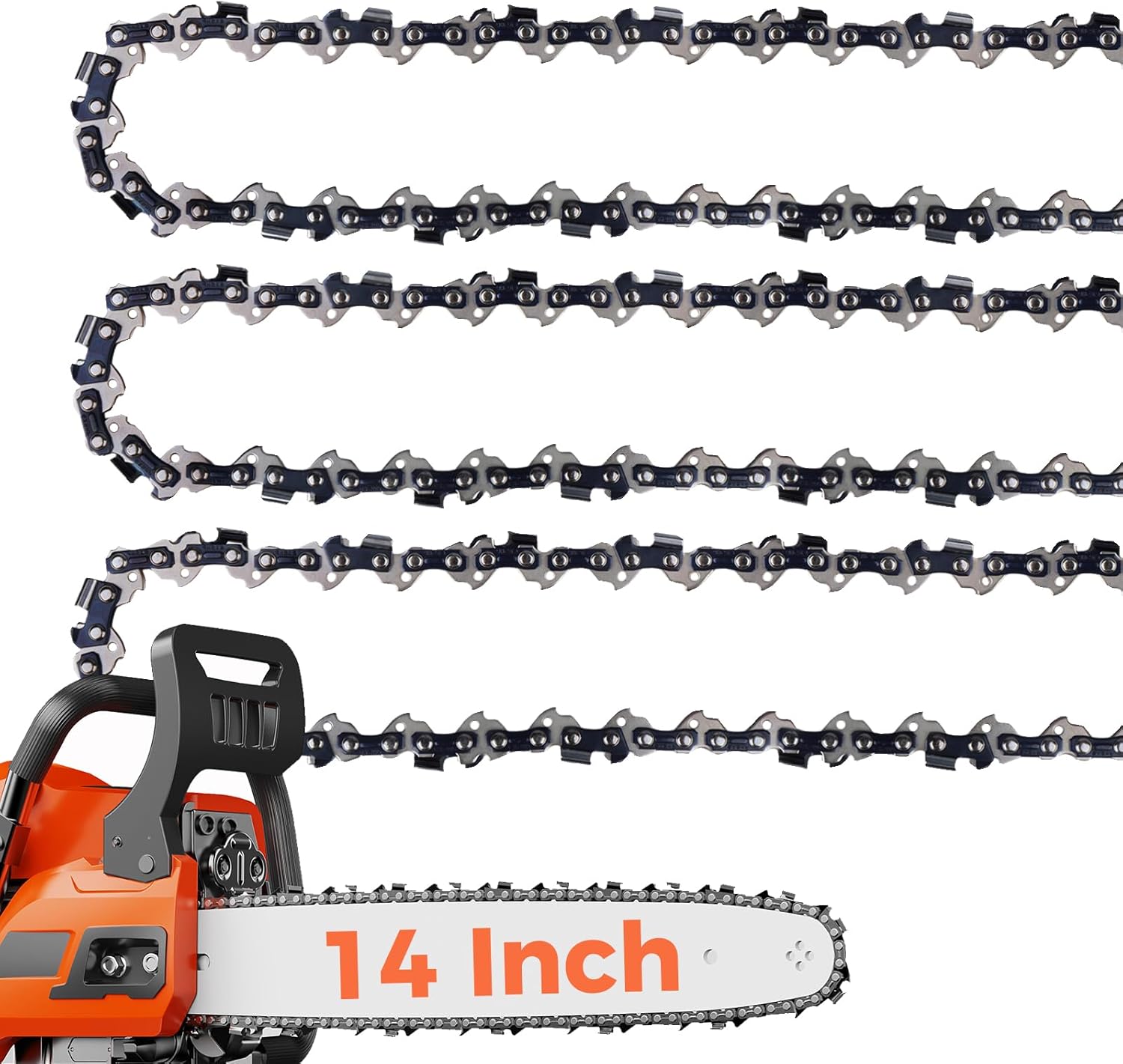 14 Inch Chainsaw Chain 3/8" LP Pitch, .050" Gauge, 52 Drive Links, Low kickback, Lubrication System Chainsaw Blade fits Craftsman, Echo, Homelite, Poulan, Ryobi, Wrox, etc (3 Pack) (91YNP-6)