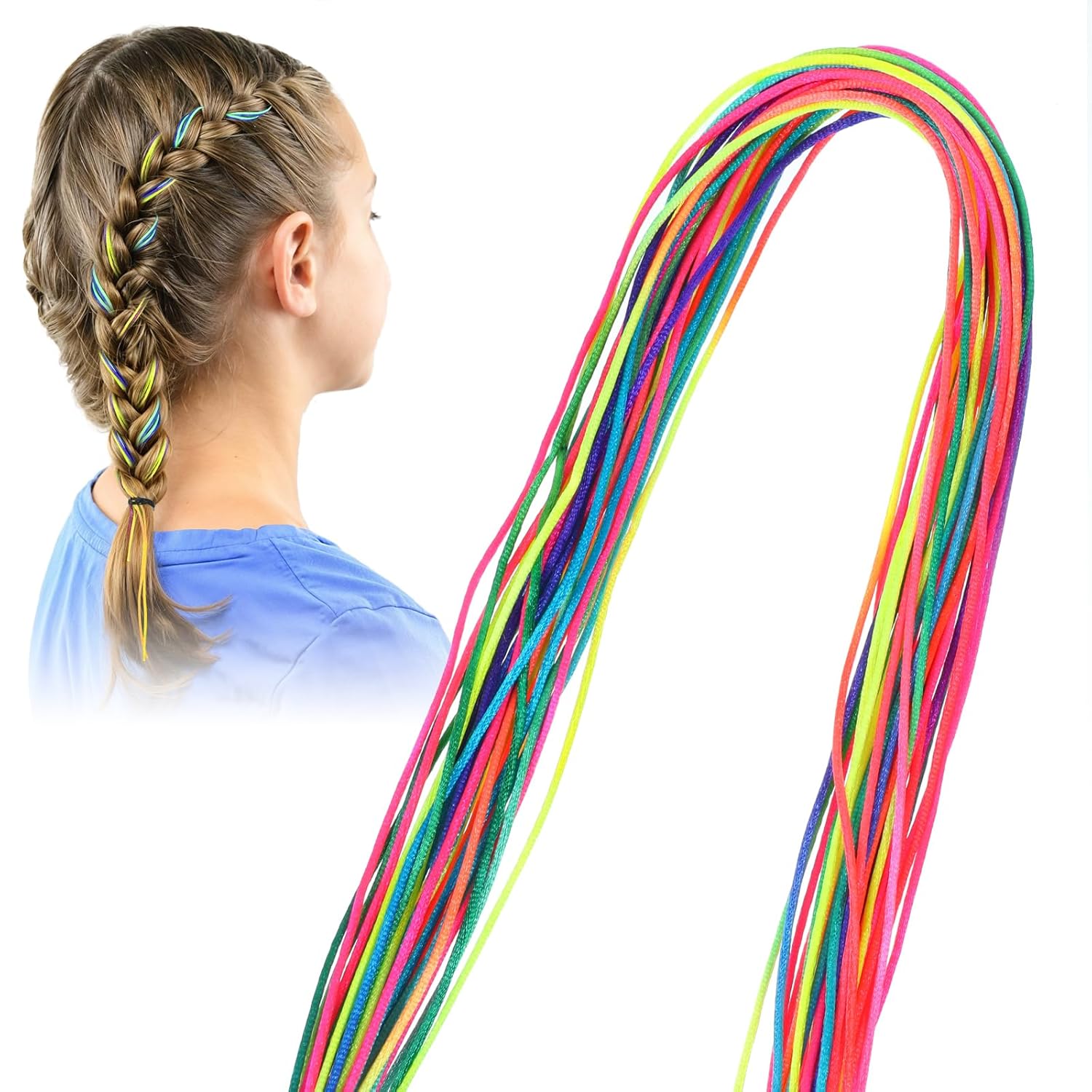 32 Pcs Hair Strings for Braids Colorful Hair String Yarn for Braids Assorted Gradient Color Hairs Wrap String Rainbow Braiding Hair-Tie for Women Girls, Ponytail Braid, Hairs Accessories