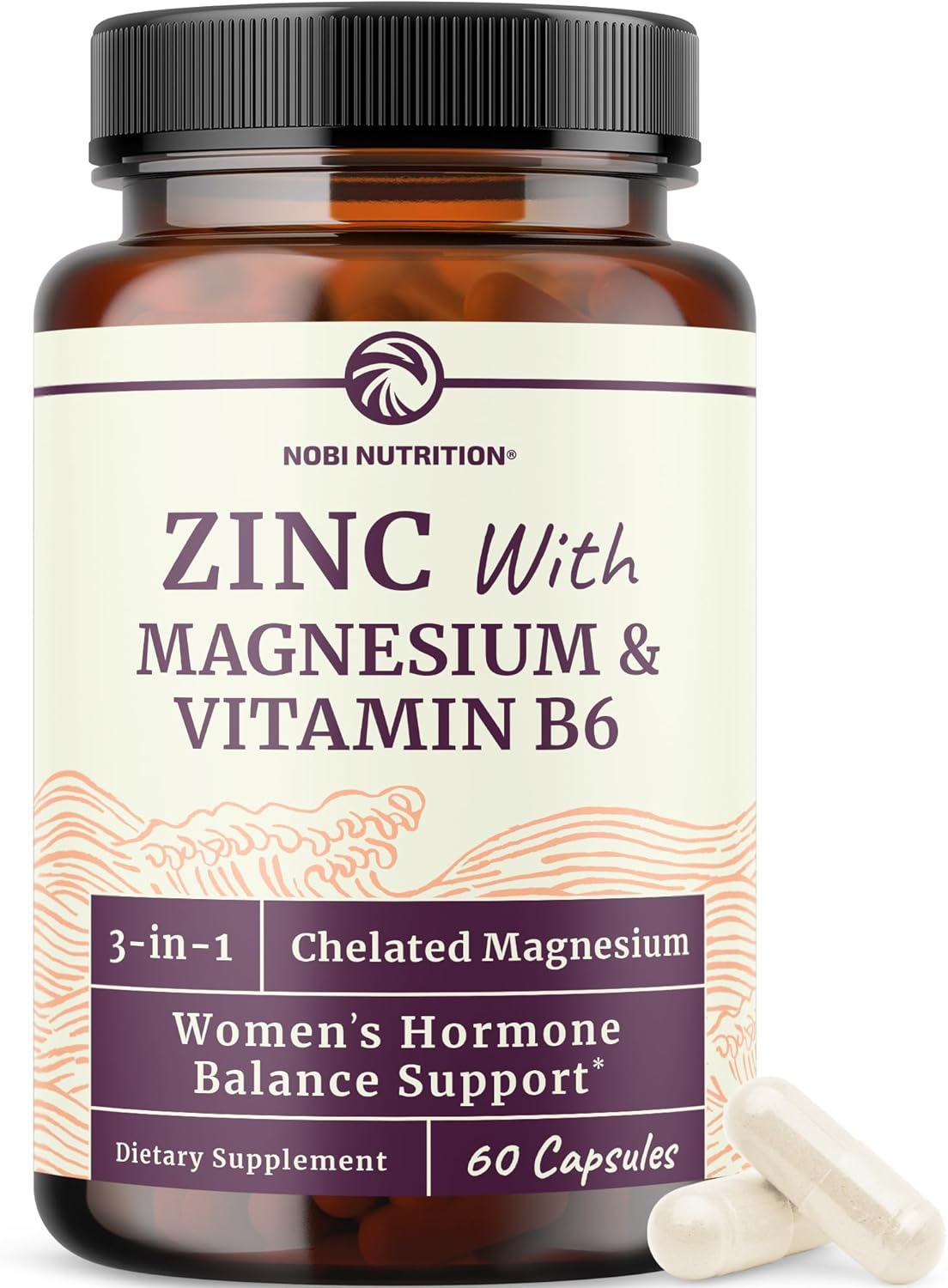 Zinc and Magnesium Supplement with Vitamin B6 | Women’s Hormone Balance, Menstrual Cycle & Immune Support | High Absorption Chelated Magnesium Glycinate with Zinc Picolinate and VIT B6 | 30 Ct.