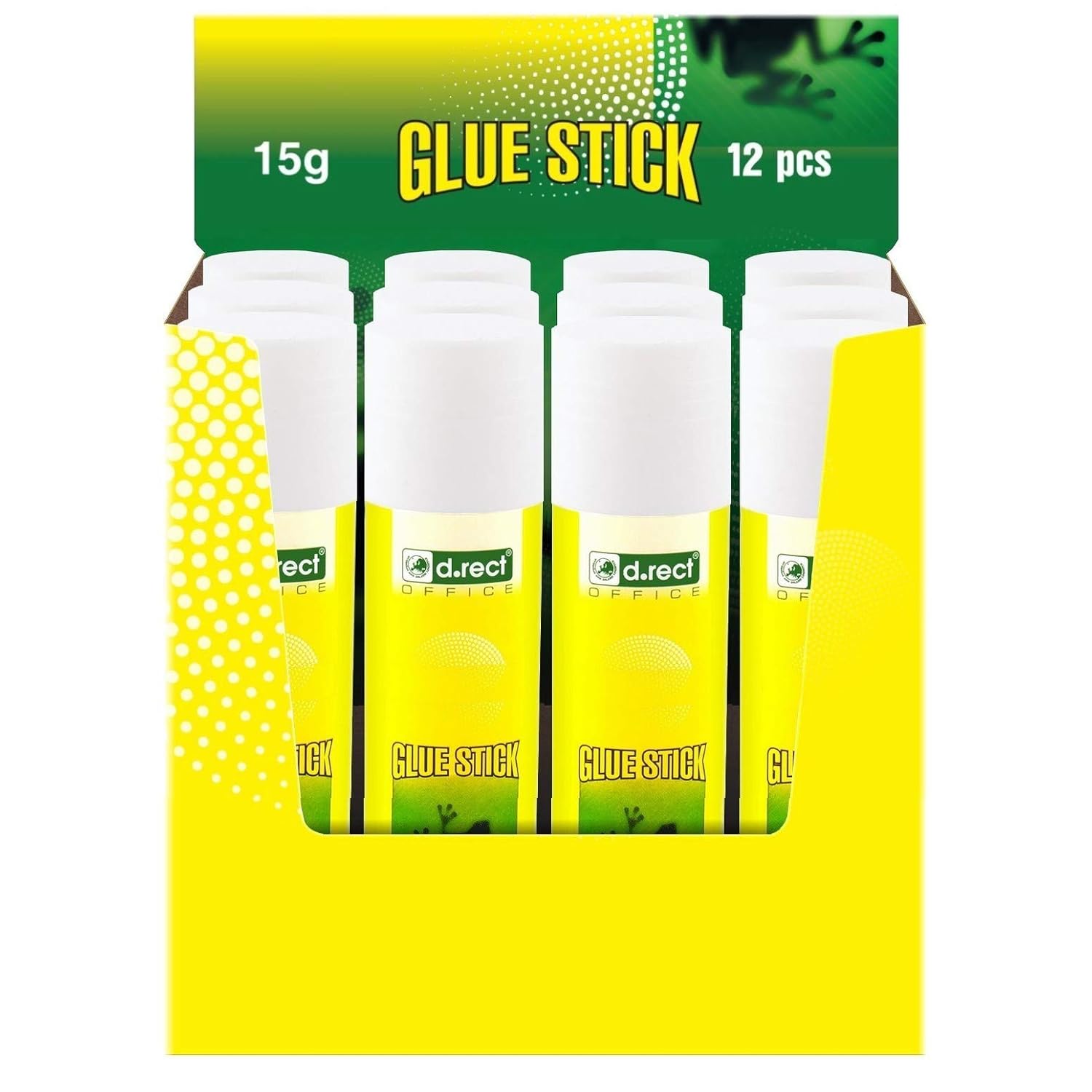 D.RECT Glue Stick 15g - PVA Glue for Craft Art Scrapbooking - Strong Hold Adhesive for Home School & Office Supplies, Pack of 12