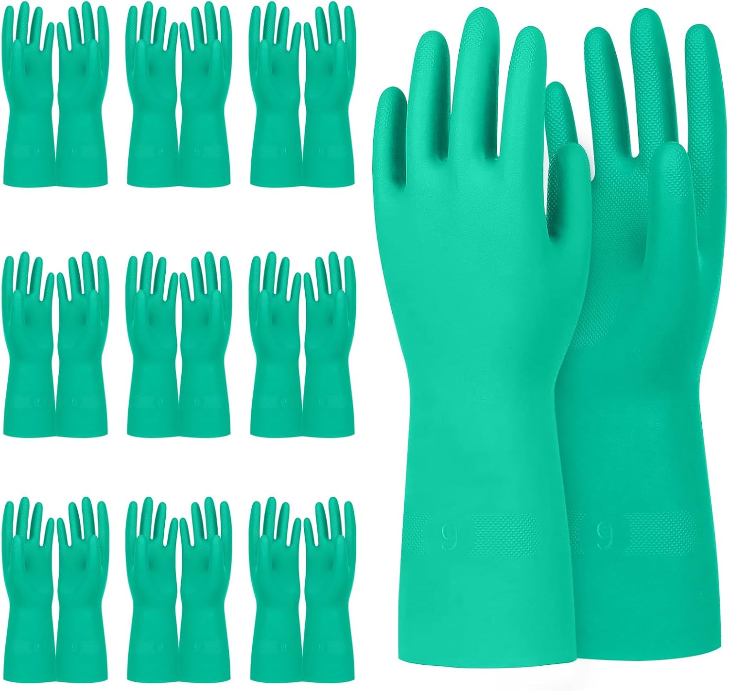 Beieverluck 10 Pairs Chemical Resistant Gloves Large Heavy Duty Rubber Work Gloves 12.6" Long Nitrile Gloves for Acid Alkali Oil Protection and Industrial Use Household, Large