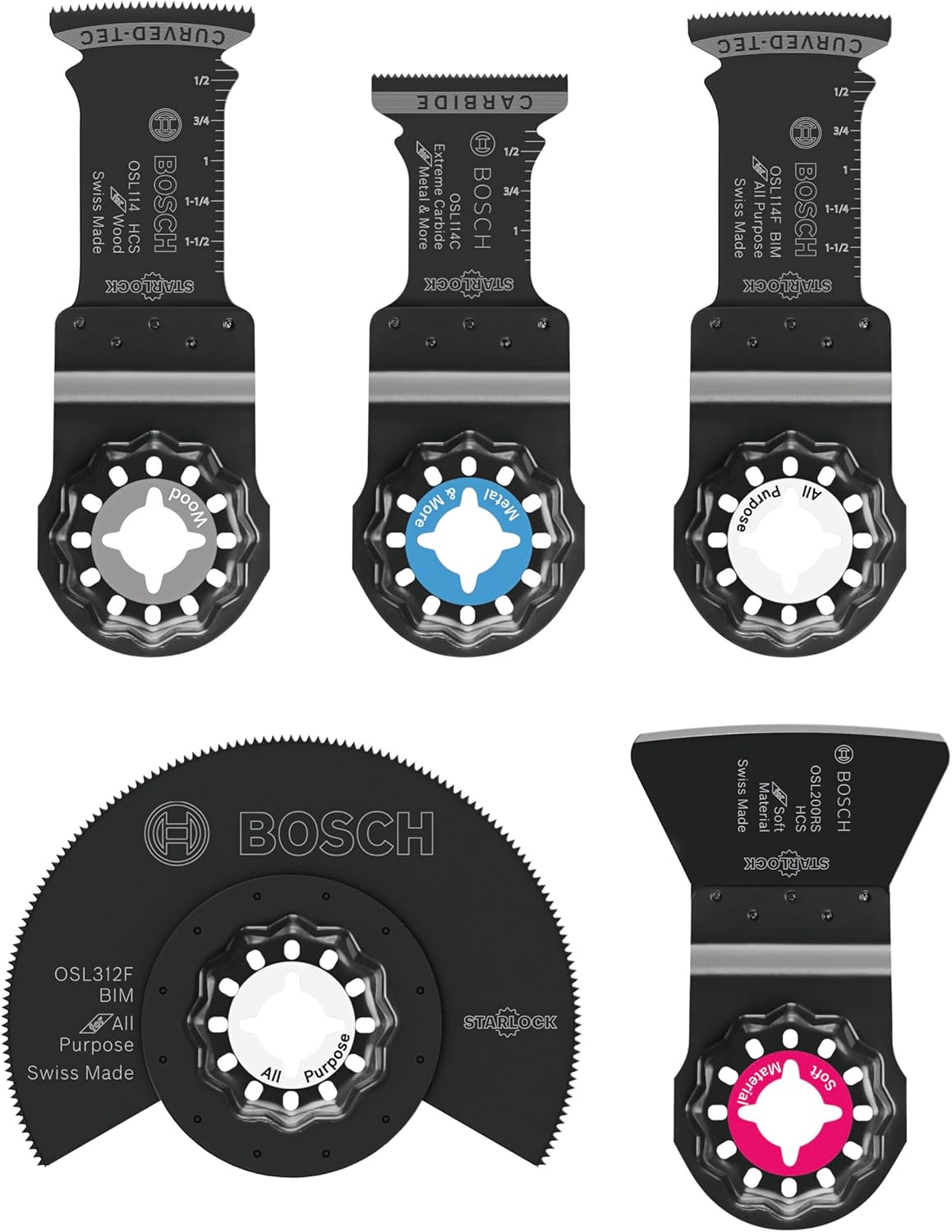 BOSCH OSL005L 5 pc. Starlock® Oscillating Multi-Tool Carbide Cutting Accessory Blade Set