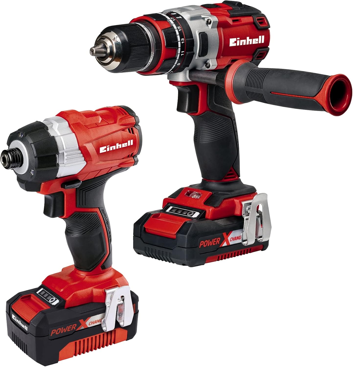 Einhell Power X-Change 18V Cordless Drill And Impact Driver Set - Including Storage Bag, Battery And Charger - TE-CD 18 Li-i + TE-CI 18 Li Brushless Combi Drills And Driver Sets Cordless