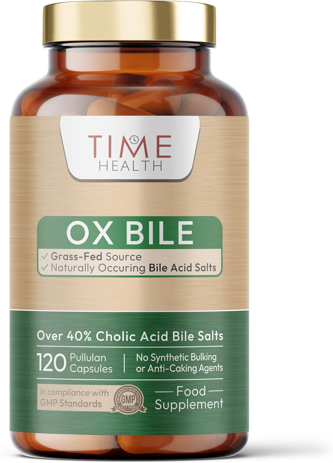 Ox Bile Acid Salts - 125mg x 120 Capsules - Premium Grass Fed Source - Gallbladder Support - Ultra Pure Pharmaceutical Grade - UK Made - GMP - Additive Free