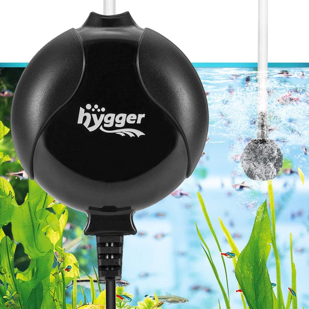 hygger Aquarium Air Pump,Ultra Silent Fish Tank Air Pump for Aquarium, High Energy Saving 1.5W 420ml/min Mini Air Pump with Accessories, for Fish Tank up to 55L