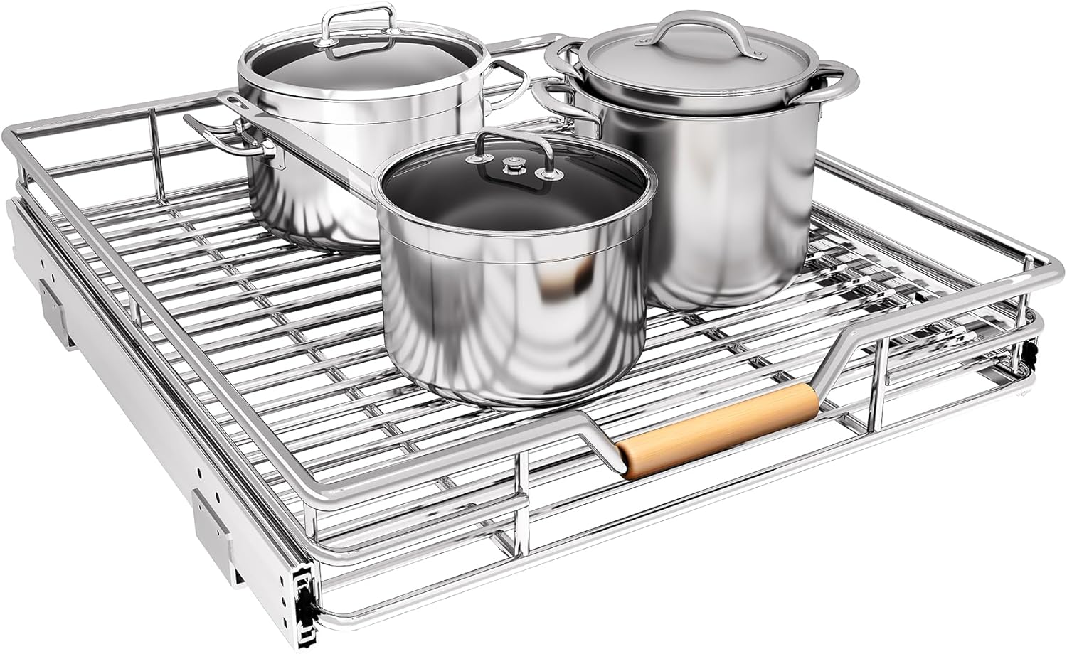 Pull out Cabinet Organizer,Heavy Duty Smooth Sliding Under Cabinet Shelves for Pots and Pans,Roll out Drawers with Thickened Chrome Plating,Slide out Drawers for Home Kitchen Pantry(18"W X 21"D)