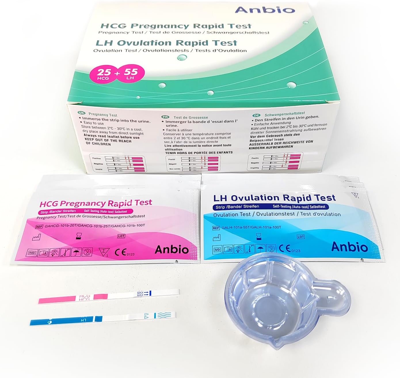 55 x Ovulation Strips & 25 x Pregnancy Urine Test Strips Early Detection Kits Highly Sensitive Fast Home Self-Checking-Pack of 80