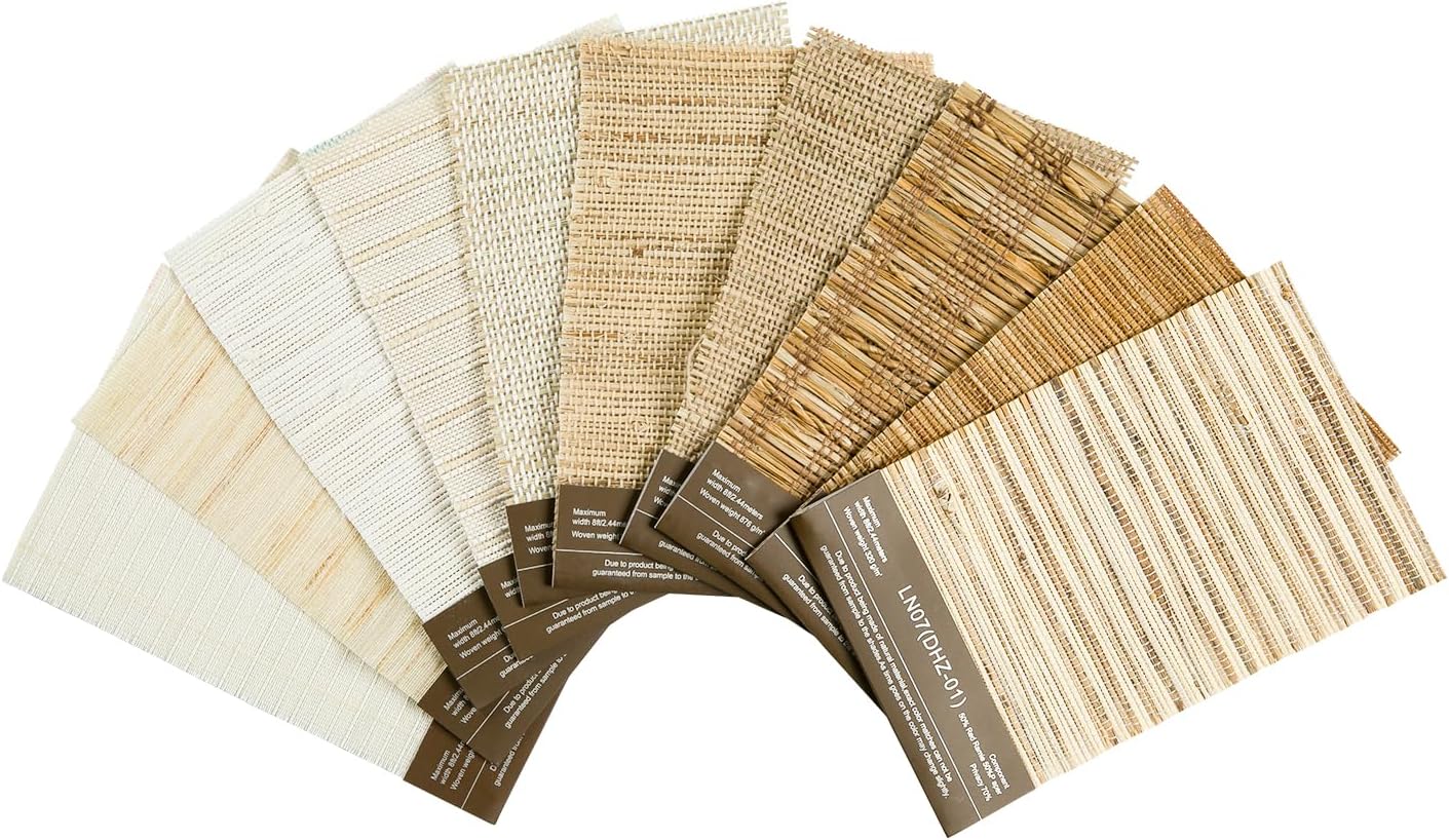TWOPAGES Natural Woven Bamboo Shade Sample Booklet,10 Colors