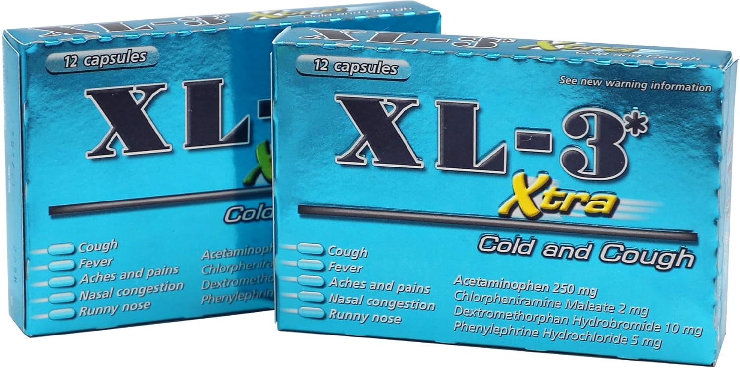 XL-3 Xtra Cold & Cough, Helps Relieve Cough and Cold Symptoms, 2-Pack, Boxes