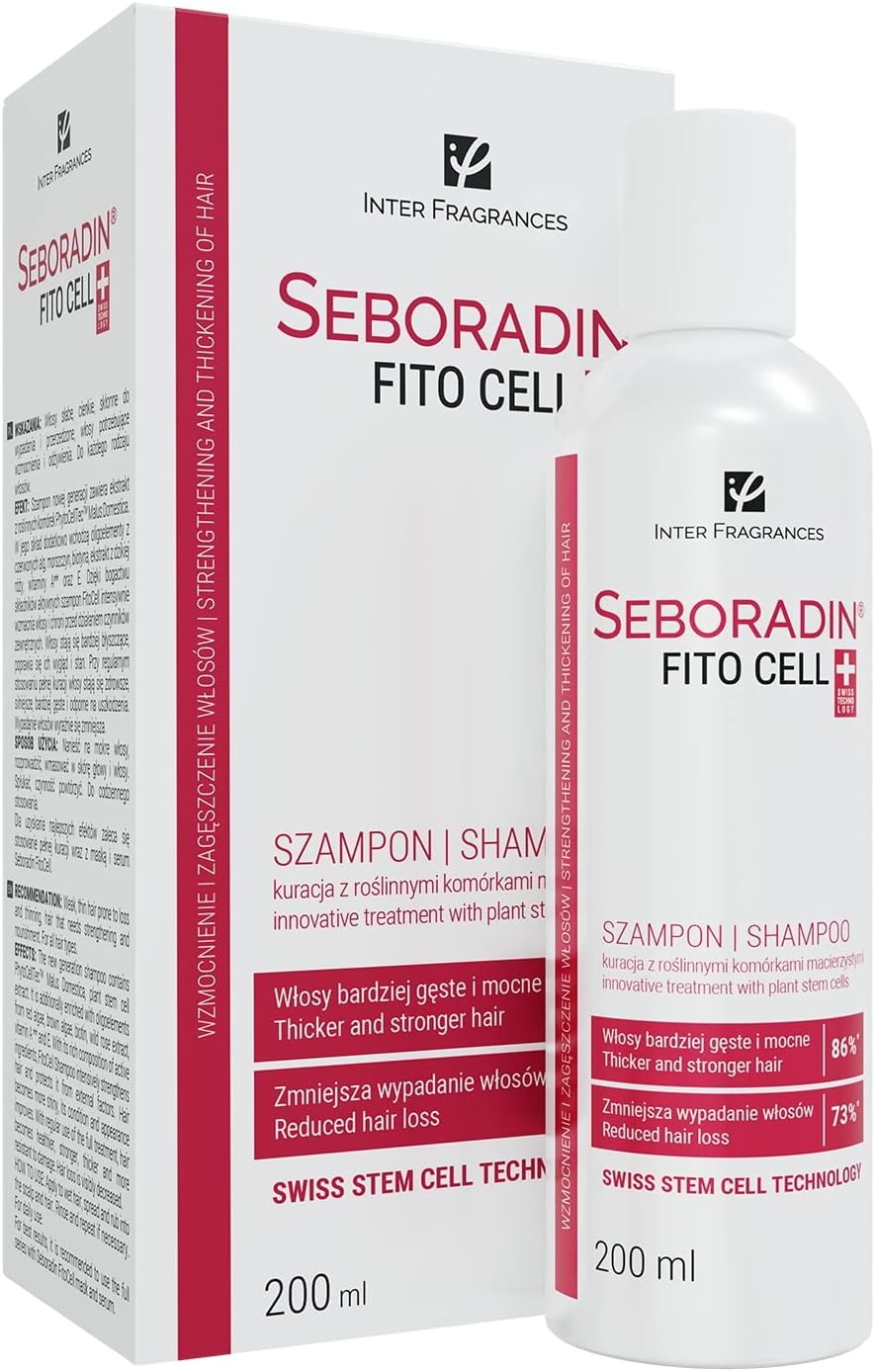 SEBORADIN FITO CELL Hair Shampoo for Stronger Hair 200 ml Hair Loss and Regrowth Swiss Technology Stem Cells Phytocelltec Malus Domestica Hair & Scalp Treatment Hair Care Hair Products