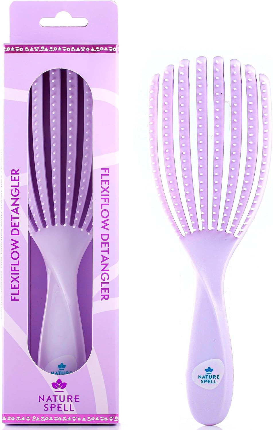 Nature Spell FlexiFlow Detangling Hair Brush, Flexible Strands for Gentle Brushing, Eliminates Knots & Reduces Breakage, Suitable for All Hair Types, Purple