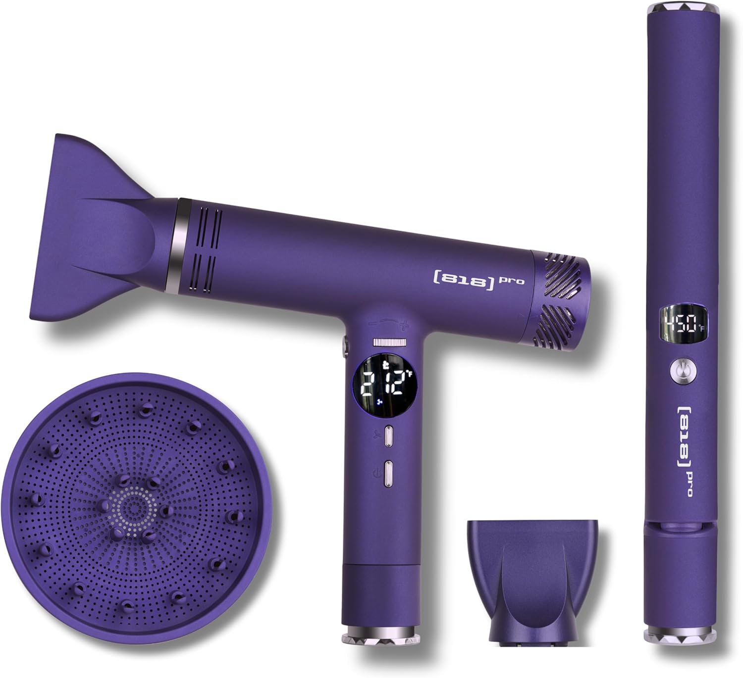 818 Pro Salon Hair Dryer and Straightener Set | 110000 RPM High Speed Ionic Ultralight XCell Blow Dryer with Diffuser | Titanium Hair Straightener and Curler 2in1 | Detachable Power Cord 9 ft