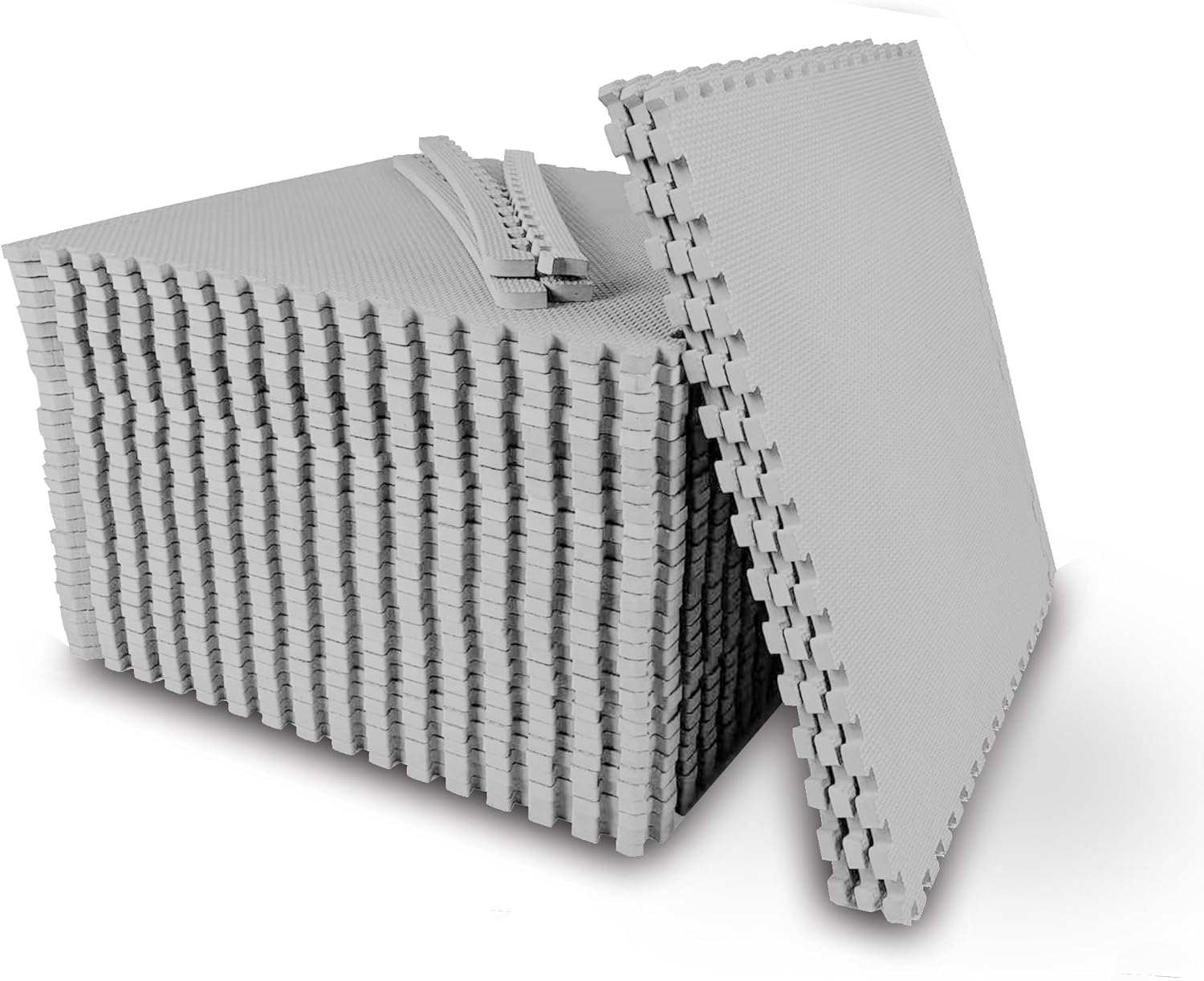 BODYTECH Puzzle Exercise Mat Interlocking Foam and Tile Mats for Home Gym. Floor Padding for Small Child. Gray Color 18 x 18 x ½ Thick 32 Sheet 72 SQFT