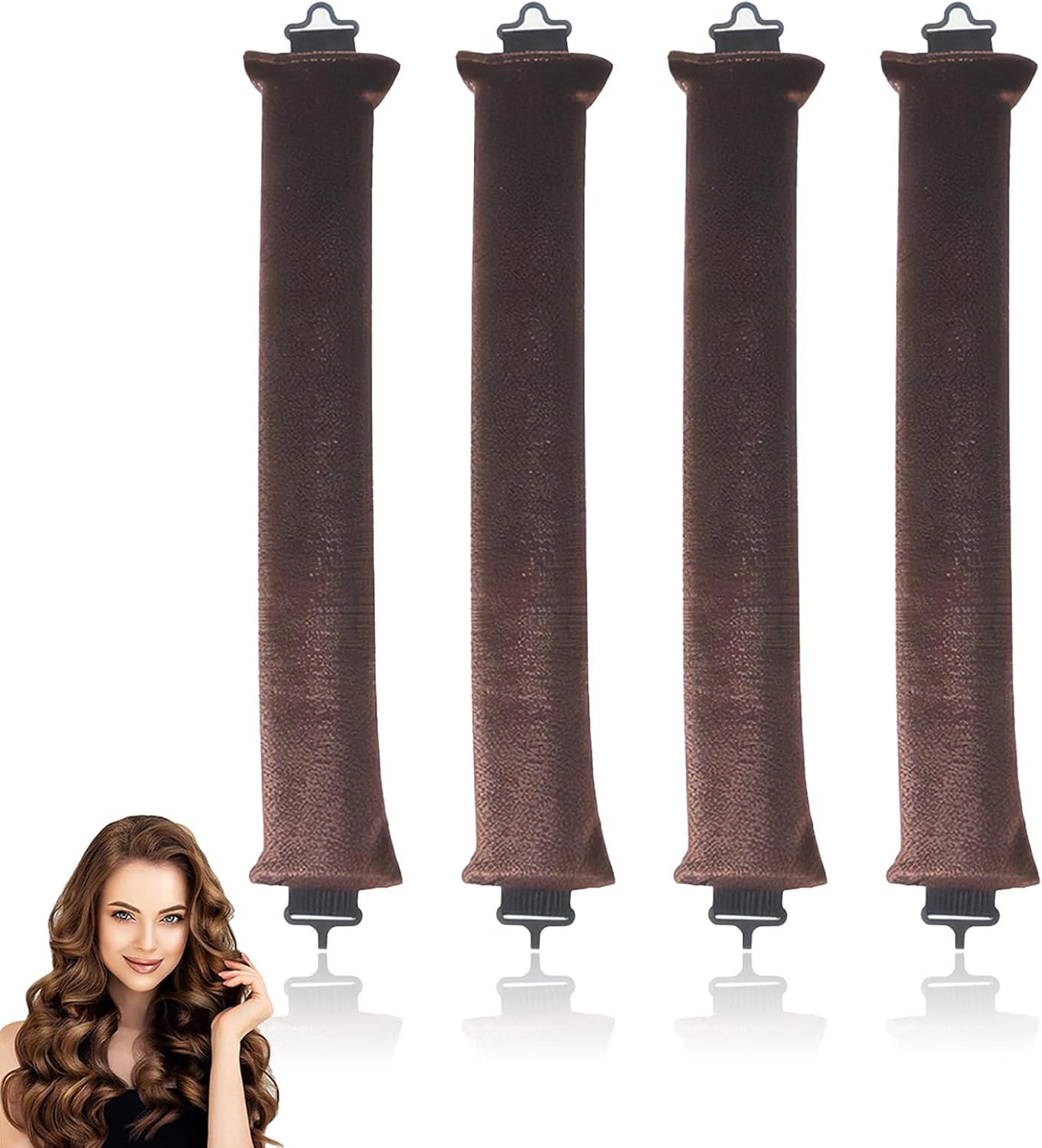 4 Pcs Heatless Blowout Rods, Brown Overnight Blowout Rods, Heatless Curls, Heatless Curling Rod, Blow out Rods - No Heat Curls to Sleep for Curl Rods, Women Long Hair for All Hair