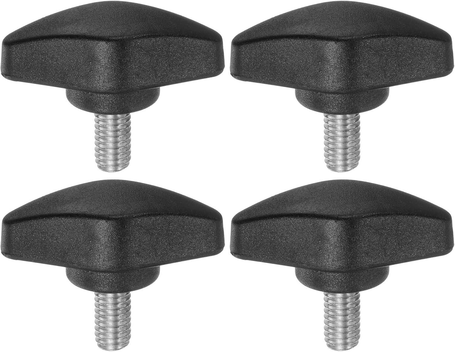 HARFINGTON 4pcs Tee Wing Knobs Thumb Screws M6 x 12mm Standard Male Thread Plastic T Knobs Handles Hand Clamping Knobs Grip Thumbscrew, Black