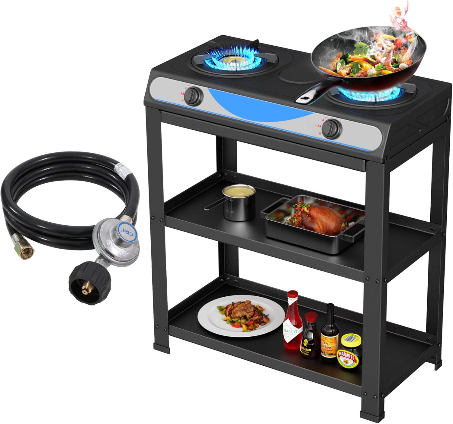 forimo Propane Gas Stove, 2-Burner, Auto Ignition, Portable, Stainless Steel, 19000 BTU/hr, Perfect for Outdoor Kitchens