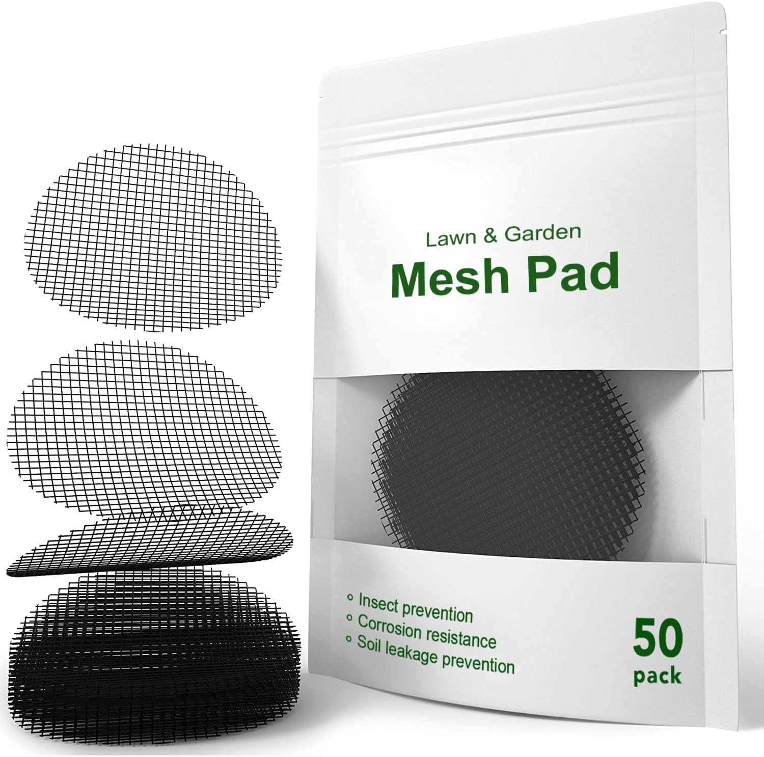 LE TAUCI Plant Pot Hole Mesh Pads, 2-Inch Round Flower Pot Drainage Covers, Prevent Soil Loss, Durable Reusable, Bonsai Bottom Grid Mat, Gardening Essentials, 50-Pack