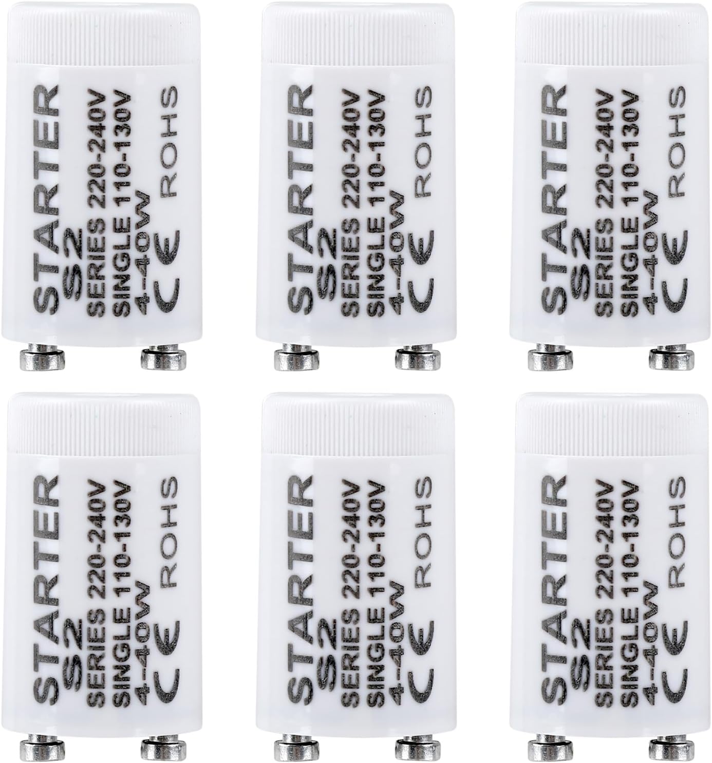 6 Pcs Starter for Fluorescent 4-22 Watt Light, S2 Black Fluorescent Tube Starter 110-130v Led Starter for Fluorescent Strip Light, Starter for Strip Lamps, mosquito killer lamp Lighting Lamp Tubes