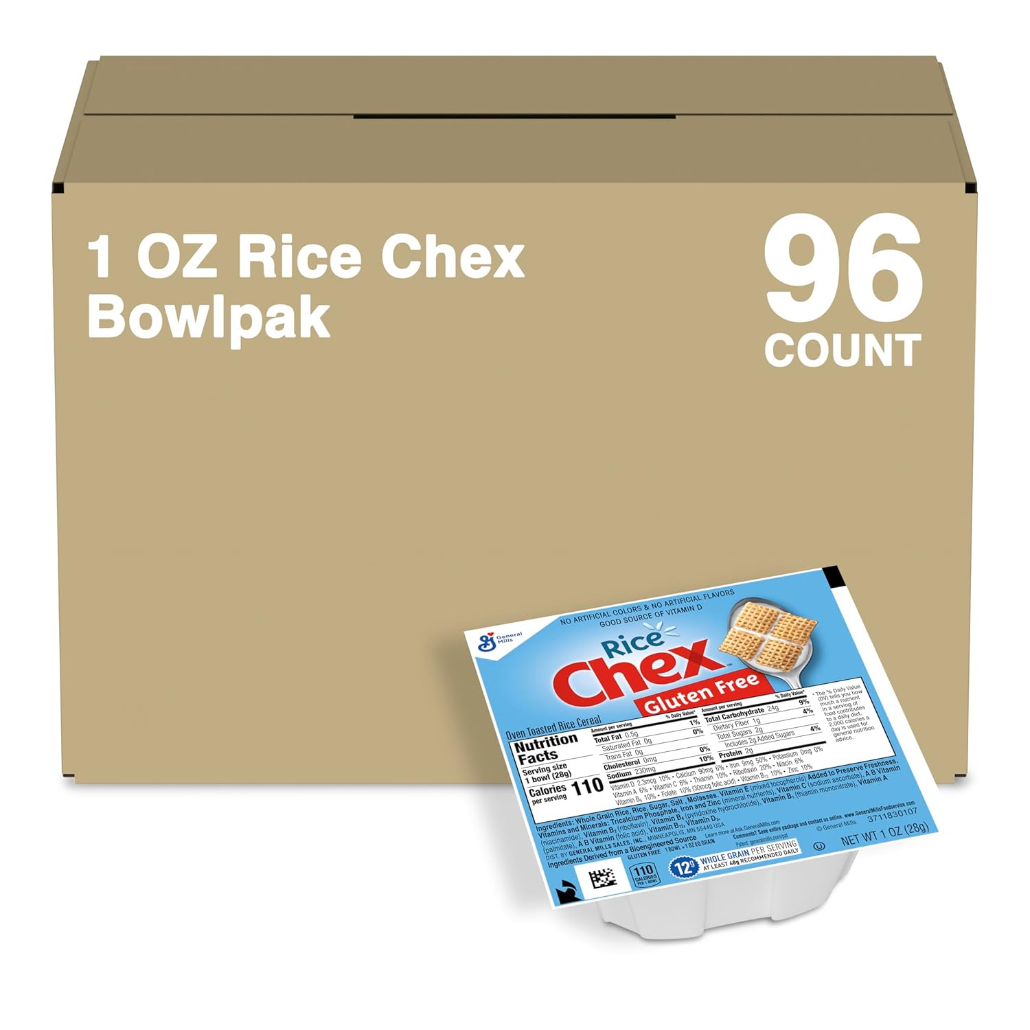 Rice Chex Cereal Single Serve Bowl, 1 Oz (Pack of 96)