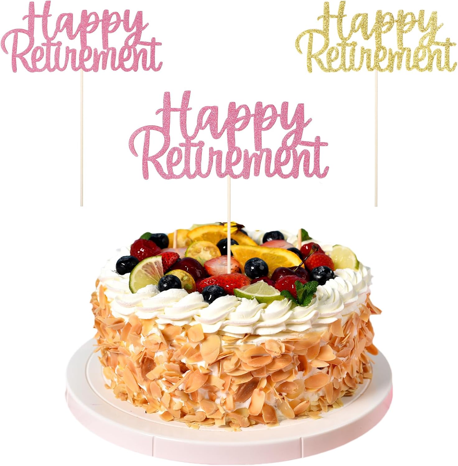 2 Pcs Cakes Topper Decoration Picks Happy Retirement Cake Topper Retire Party Favors Retirement Cake Decoration for Retired Party Supplies Reusable Parties Supplies Pantry Staples Cooking Baking