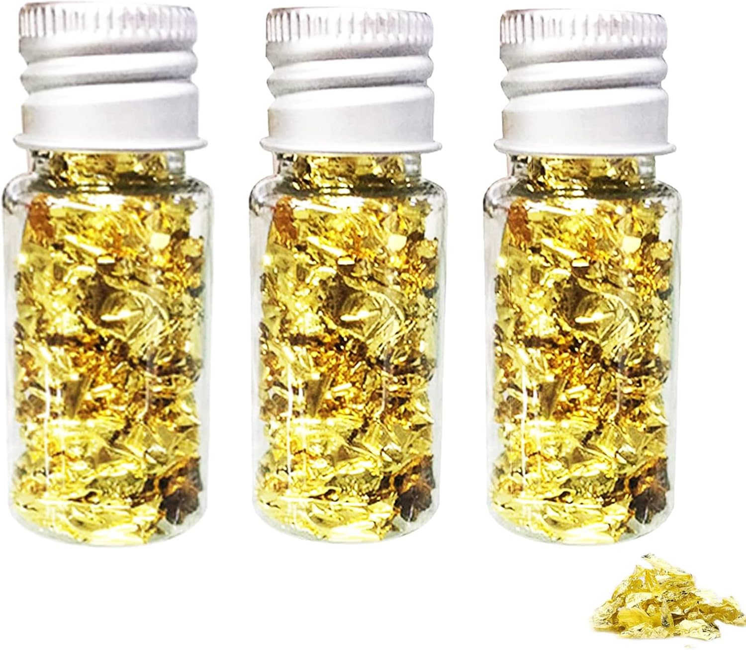 SovZovy Gold Leaf Flakes for Cakes, Chocolate & Desserts – 3 Bottled Premium Decorative Gold Foil Sheets, Long-Lasting & Easy to Use