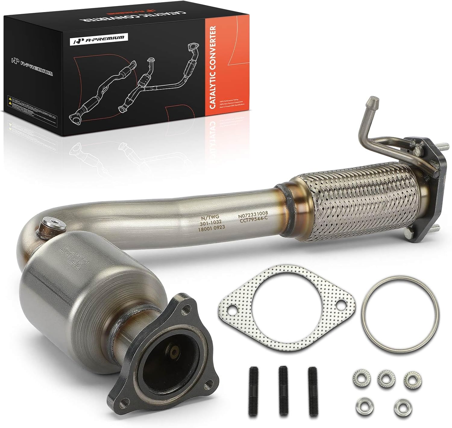 A-Premium Front Catalytic Converter W/Gasket Kit Direct-Fit Compatible with Chevy & GMC Models - Captiva Sport 2012-2015, Equinox 2010-2017, Terrain 2010-2017 - L4 2.4L - E.P.A. Compliant