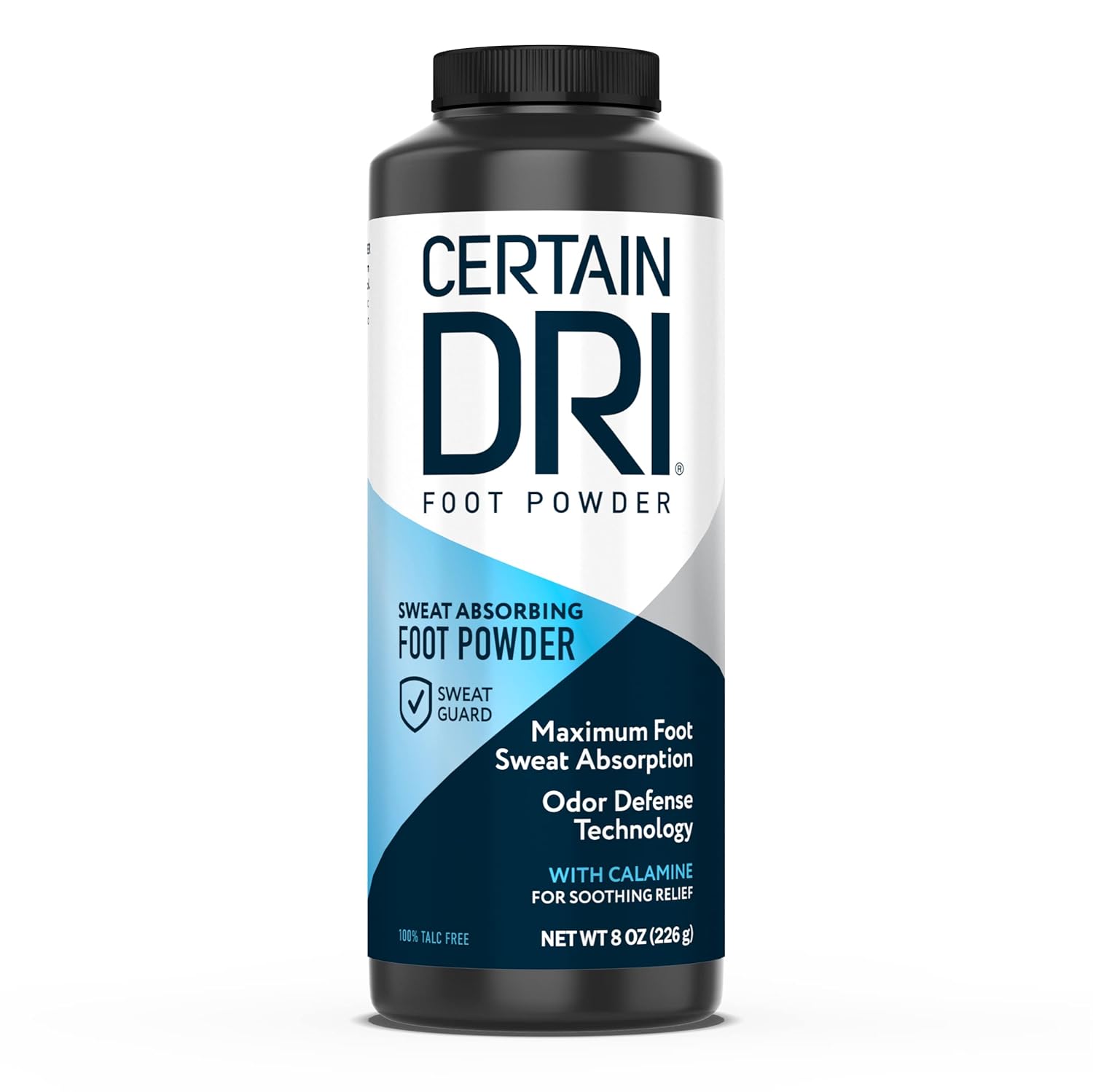 Certain Dri Foot Powder for Men & Women – Talc-Free, Maximum Sweat Absorption & Odor Control – Calamine-Infused, Anti-Friction Formula, Gentle on Sensitive Skin, Shoe Deodorizer.