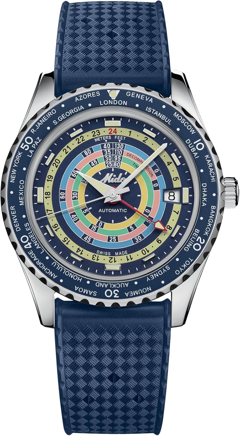 MIDO Decompression Worldtimer M0268291704100 Automatic Mens Watch 80h Power Reserve