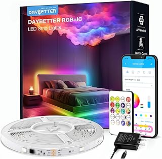 DAYBETTER RGB Smart IC LED Strip Lights, LED Lights for Bedroom, DIY Multiple Colors on One Line, App Control Color Changing Strip Lighting Music Sync Home Decor 16.4 ft