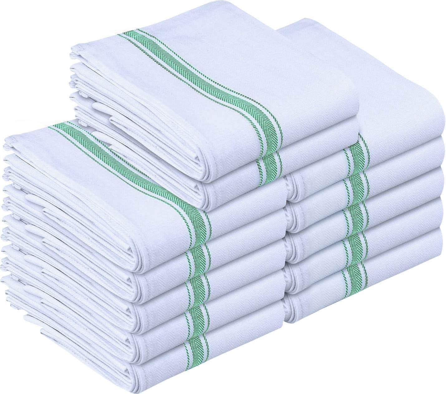 Utopia Towels Green Dish Towels [12 Pack - 15 x 25 Inches] 100% Ring Spun Cotton Highly Absorbent & Reusable Cleaning Bar, Tea, Kitchen and Dishcloths Set - 200 GSM