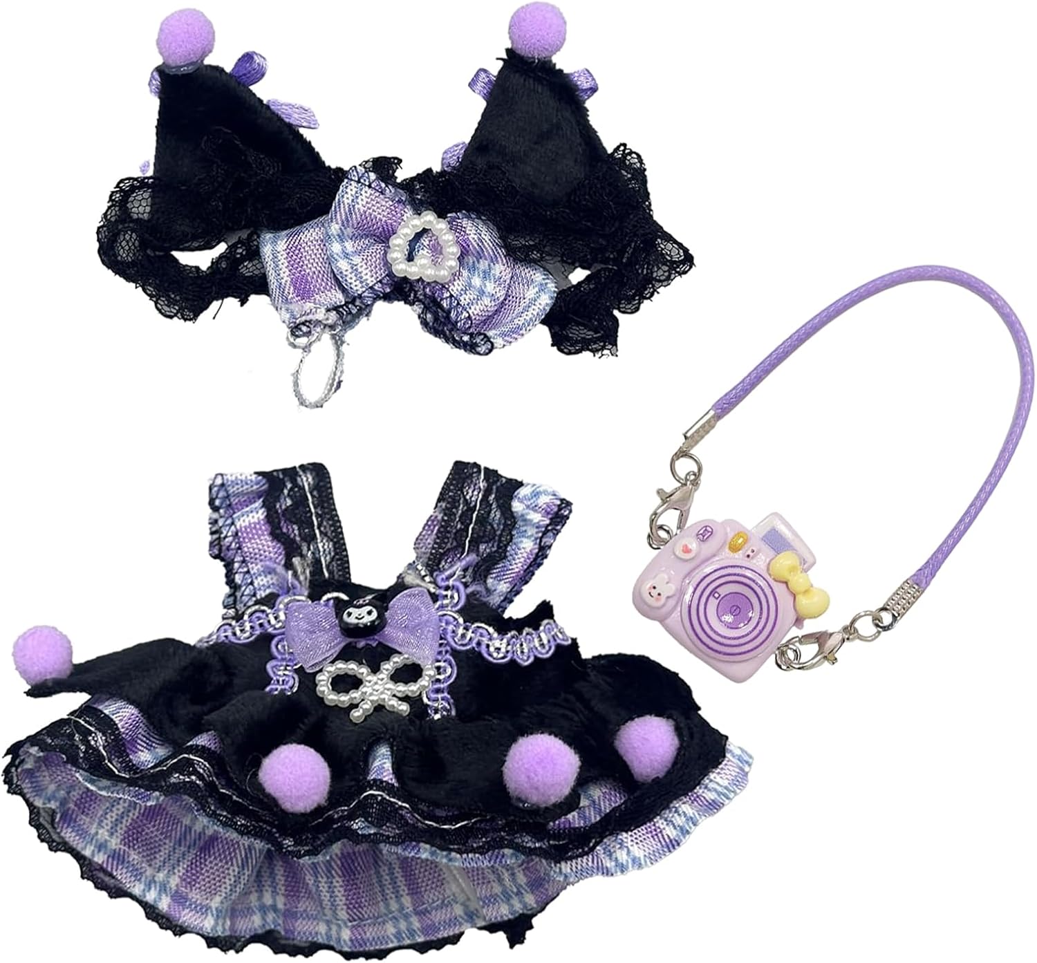 Doll Clothes, Dress to Impress Dolls, 3 Pcs Includes Dress with Bow and Camera Accessory, for Boys and Girls Birthday