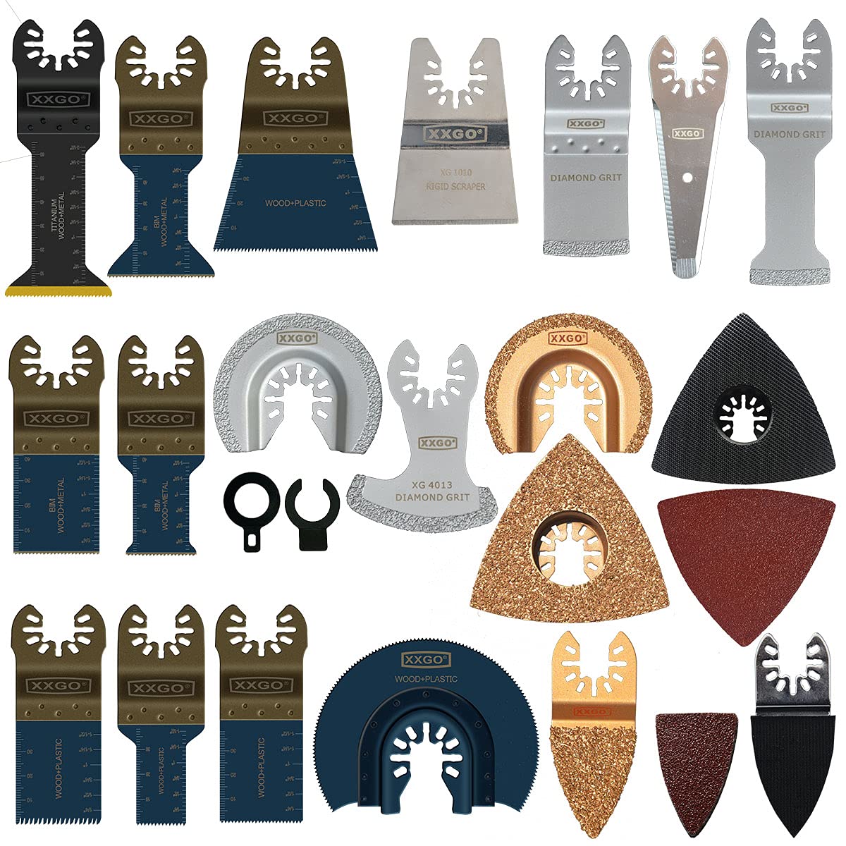 XXGO 120 Pcs Oscillating Multitool Blades Accessories Kits Compatible with Bosch, Chicago, Craftsman, Dewalt, Harbor Freight,Milwaukee, Porter Cable, Ridgid, Ryobi, Rockwell XG1201U