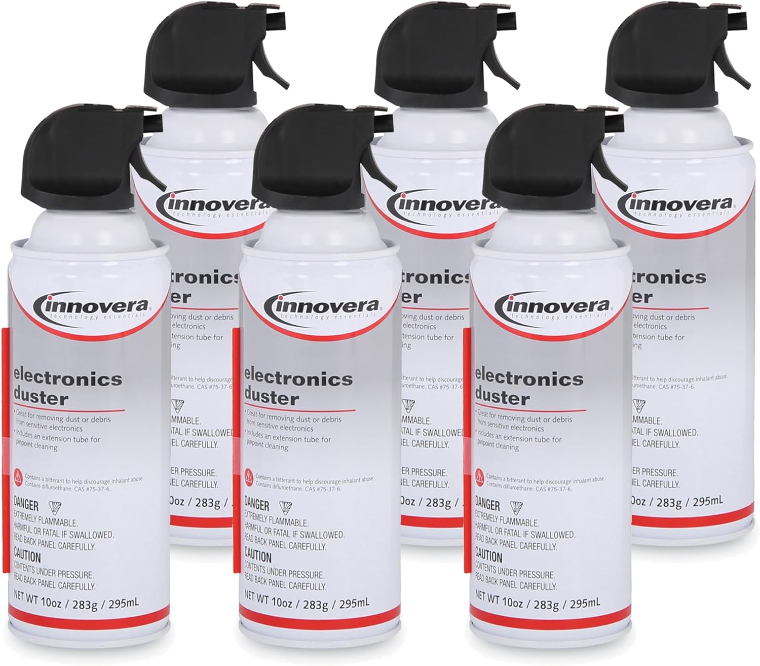 Innovera Compressed Air Duster Cleaner, 10 oz Can, 6/Pack