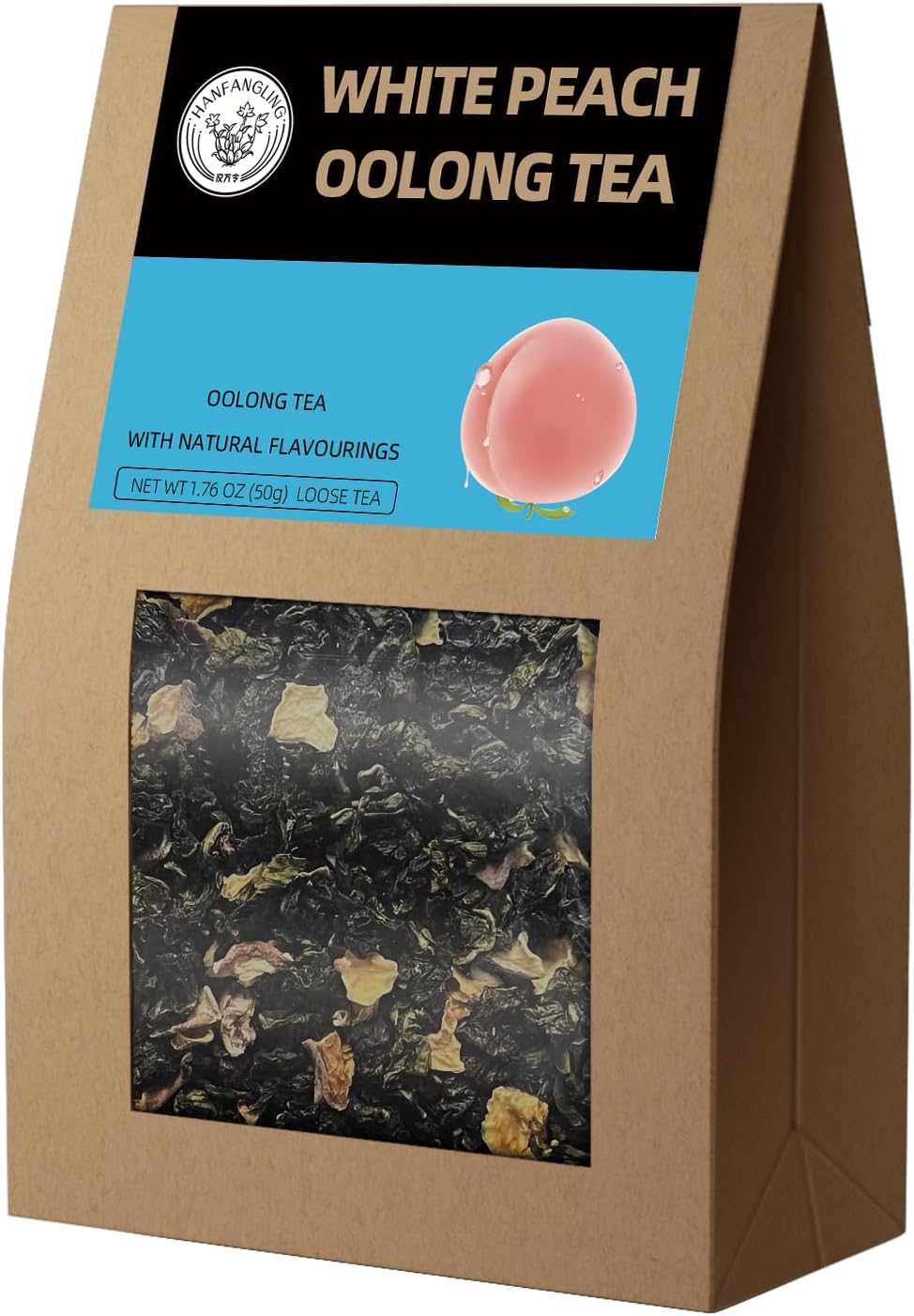HANFANGLING White Peach Oolong Tea, Relieve Fatigue, Refreshing, Caffeine Alternative, Promote Digestion, Fresh Sweetness of White Peach and Aromatic Taste of Oolong Tea