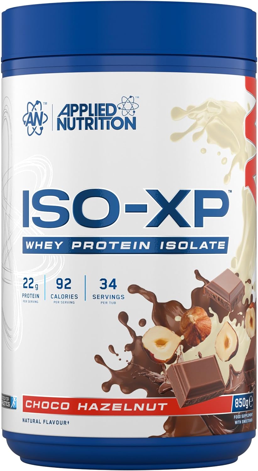 Applied Nutrition ISO-XP Whey Protein Isolate – Over 21g Protein, Low Carb, Low Fat, BCAA-Rich, Fast Absorption, Soy-Free, Halal-Certified (850g - 34 Servings) (Choco Bueno)