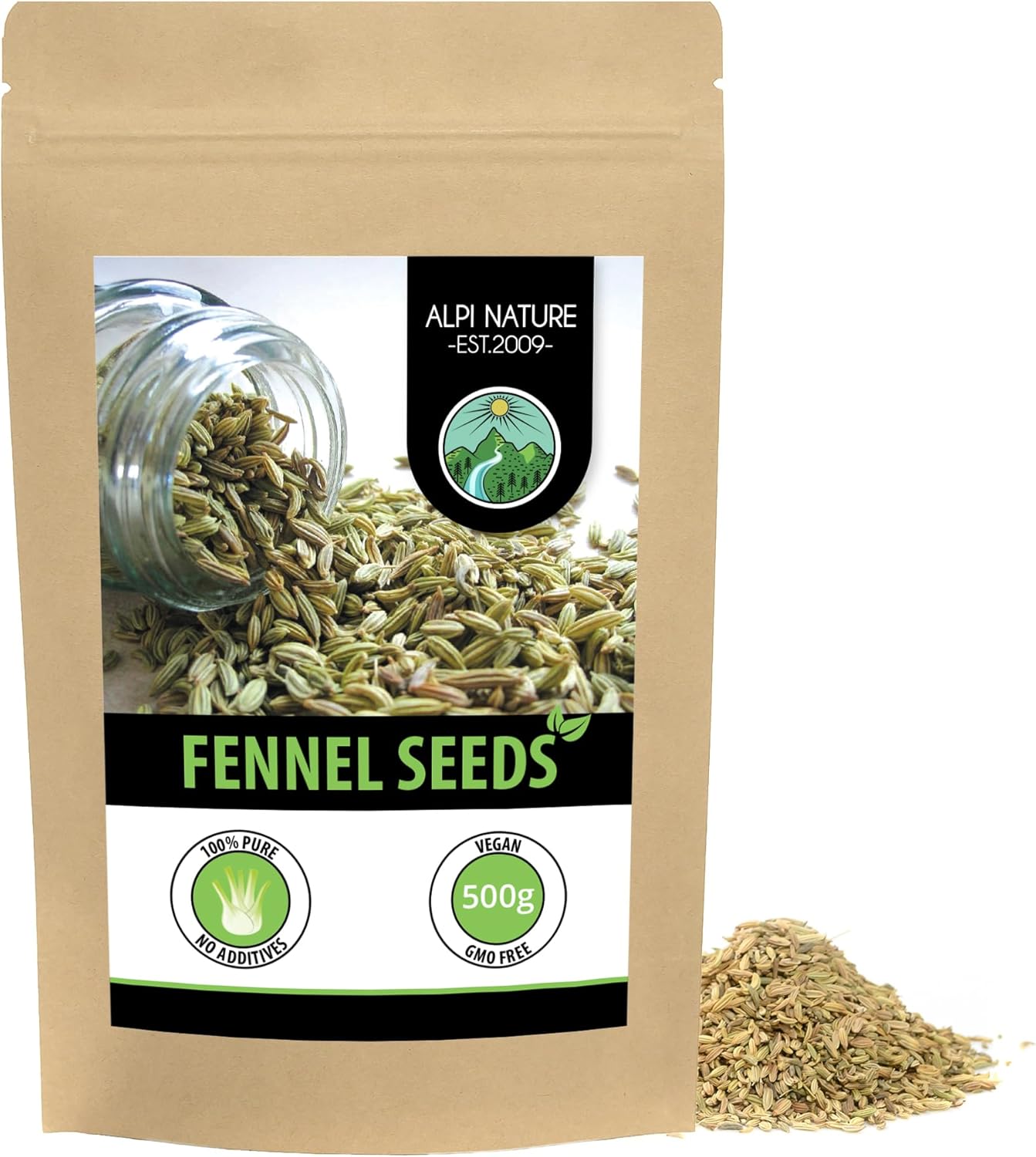 Alpi Nature Fennel Seeds 500g 1.1 lb, Whole Fennel Seeds for Cooking, Spice Blends and Tea