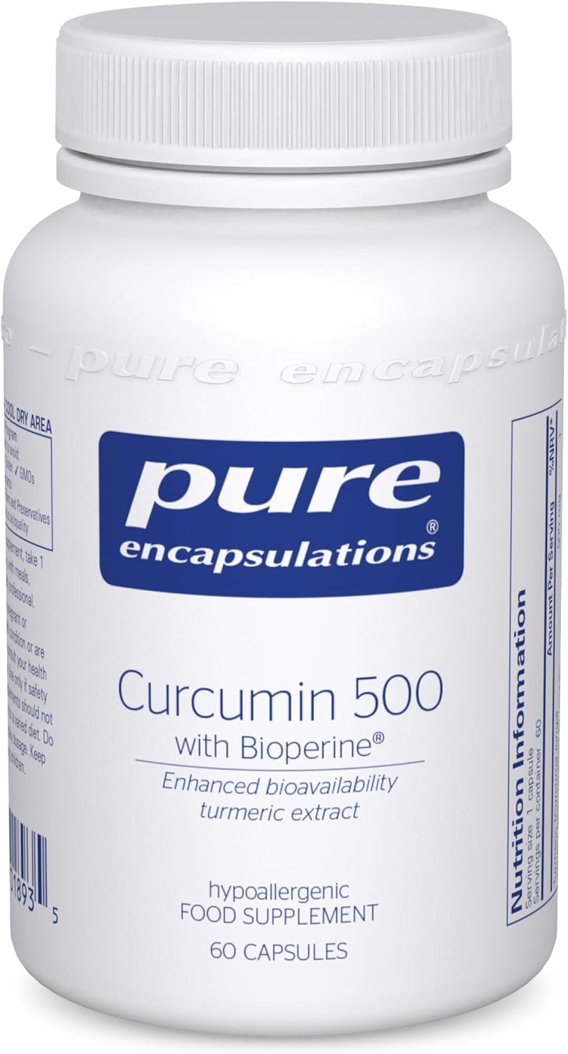 Pure Encapsulations - Curcumin 500 with Bioperine - Enhanced Bioavailability Turmeric Extract - 60 Capsules