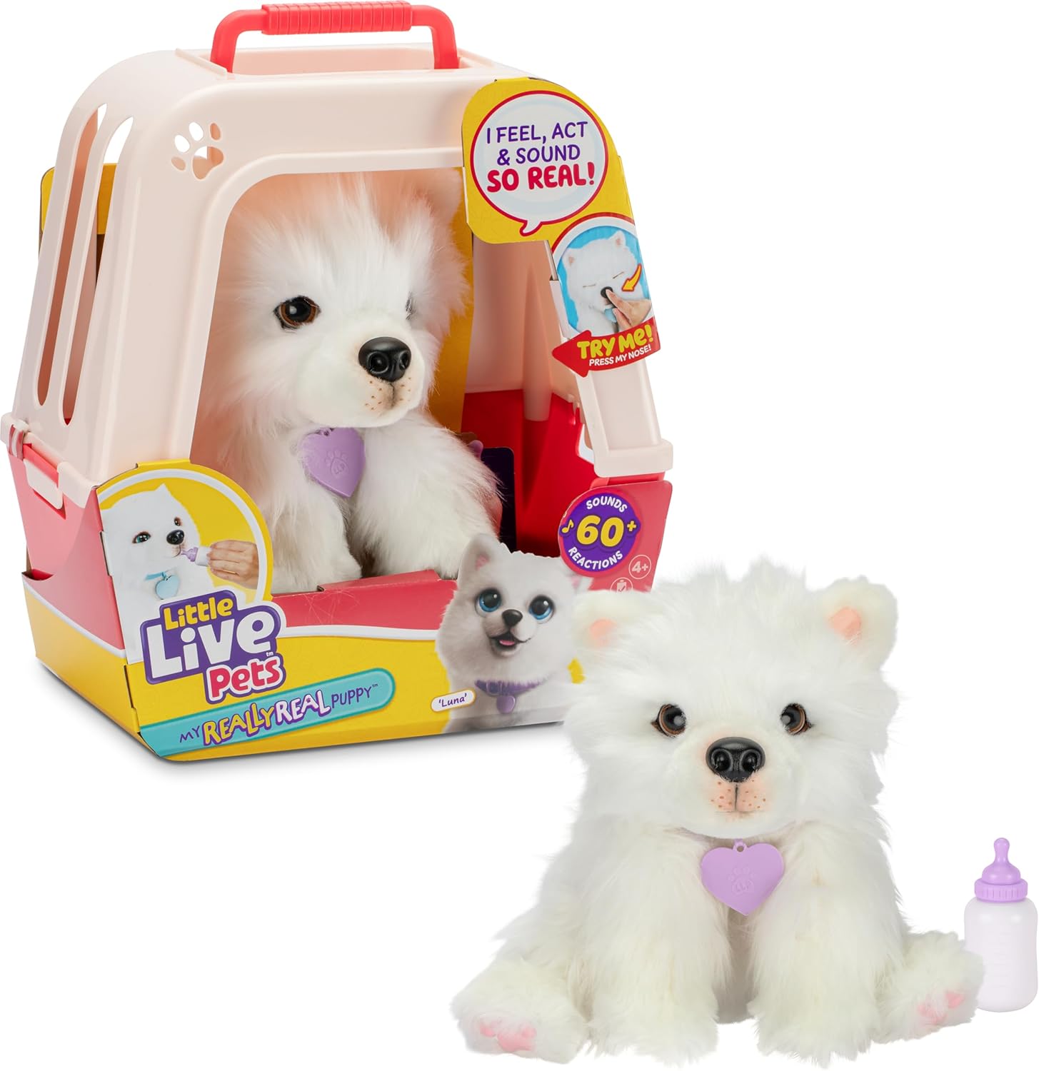 Little Live Pets My Really Real Puppy - Luna The Samoyed Realistic Interactive Toy Puppy That Reacts To Your Touch 60+ Sounds and Reactions Soft Fur, Weighted Paws