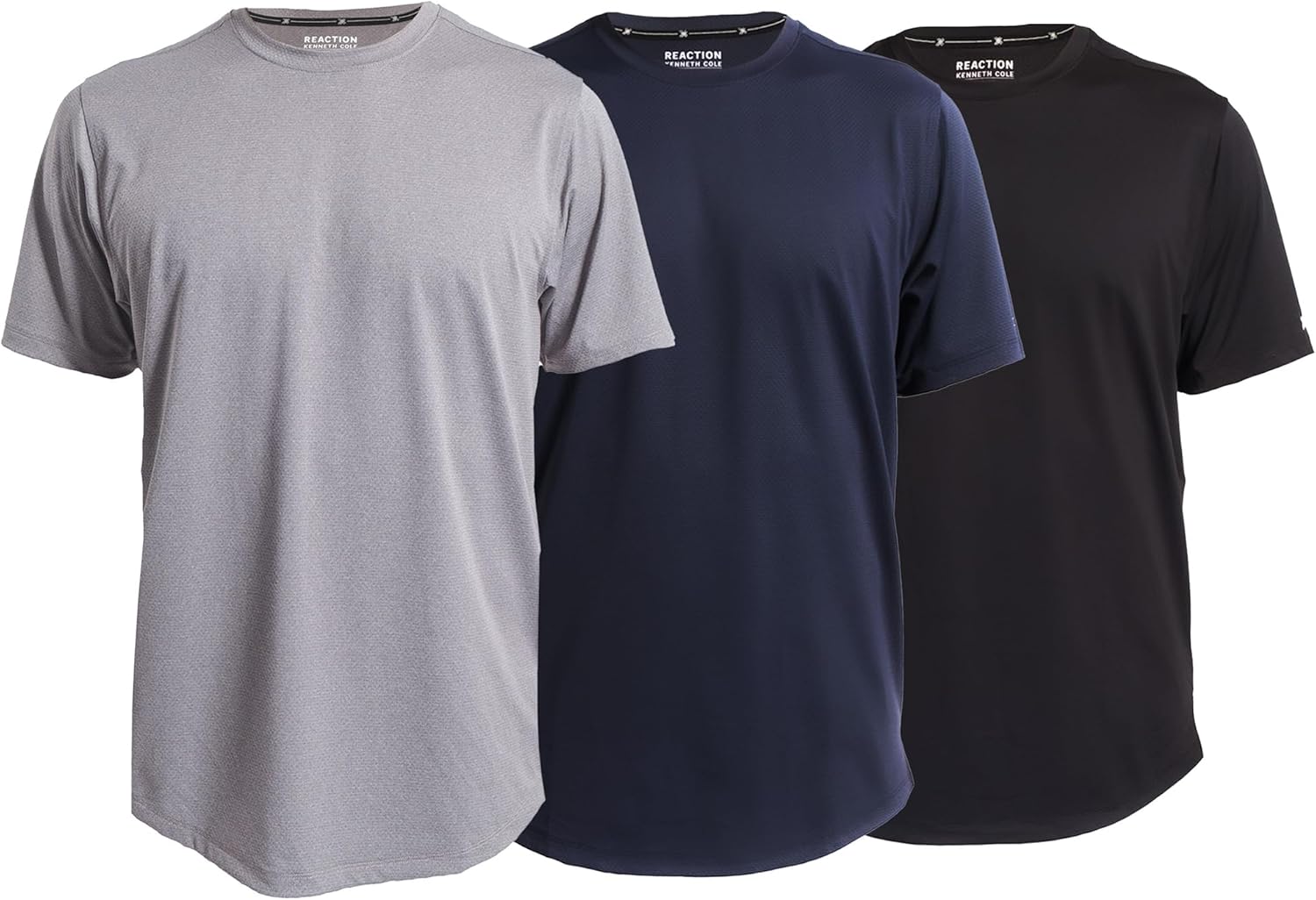 Kenneth Cole REACTION Performance Slim Fit T Shirts for Men 3-Pack - Moisture Wicking Shirts for Men for Workout, Casual Wear