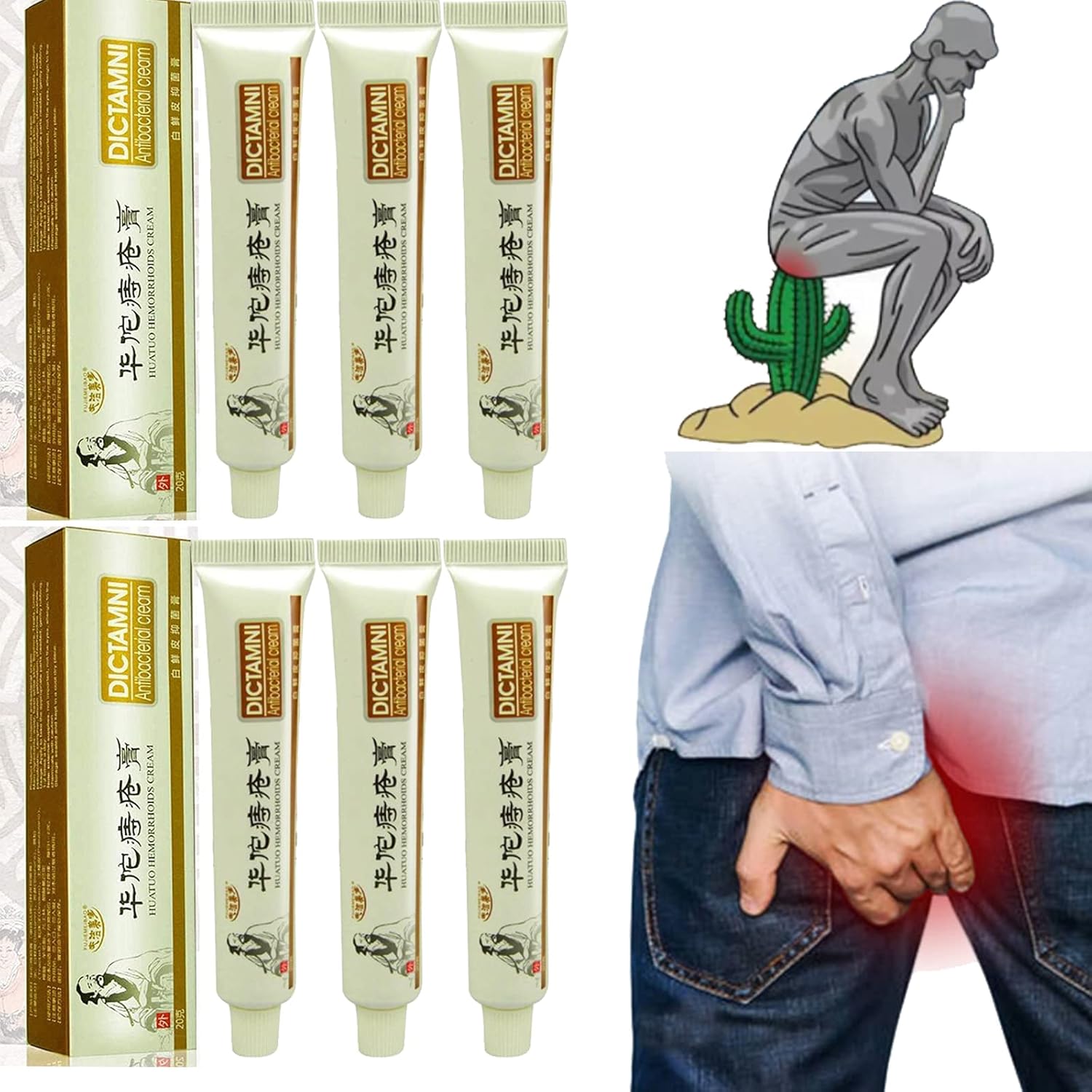 6PCS Haemorrhheal Herbal Cream, Chinese Herbal Hemorrhoids Cream, Painless Hemorrhoid Relief Cream, Anal Cream, Maximum Strength Pain Relief